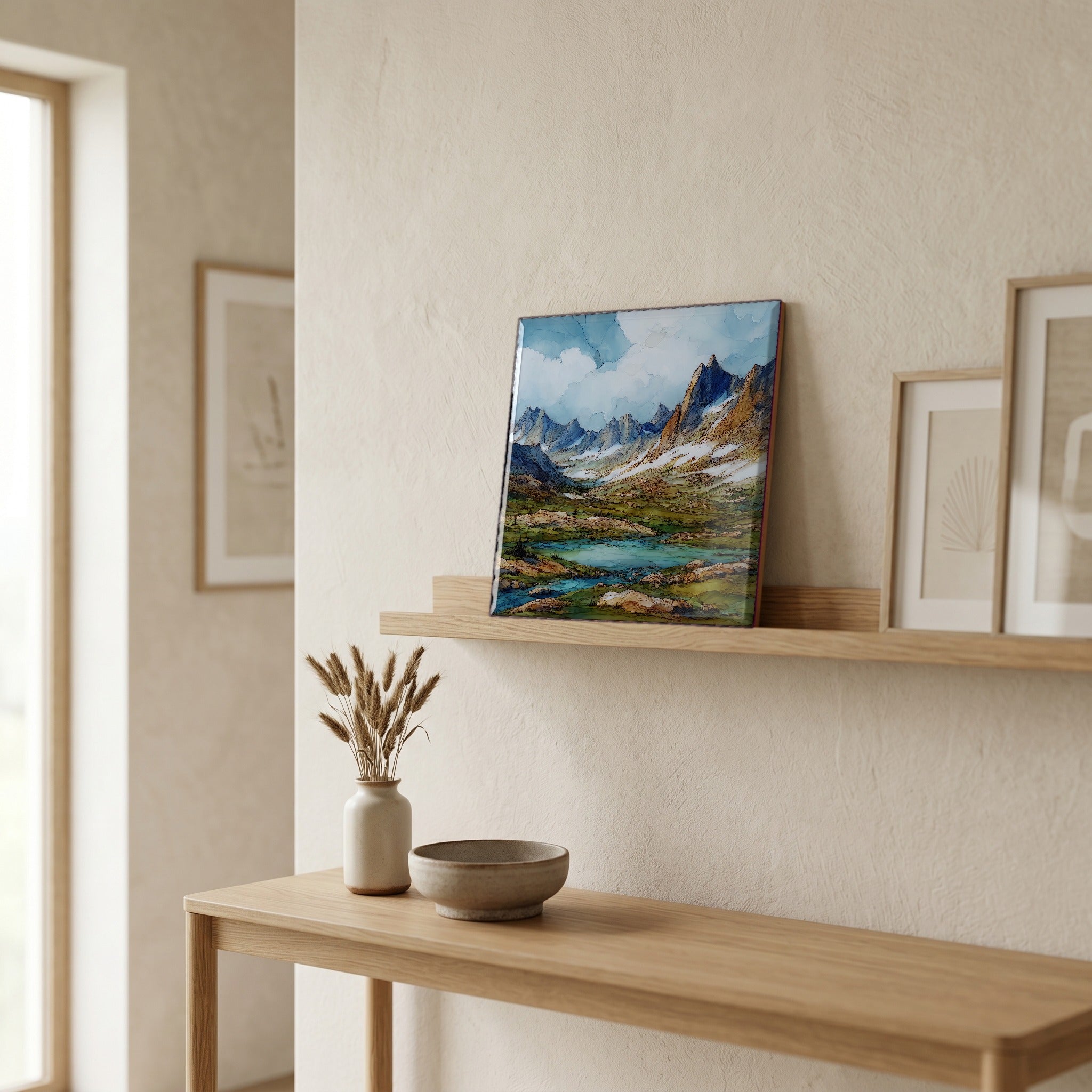 In the entryway, first thing you see.