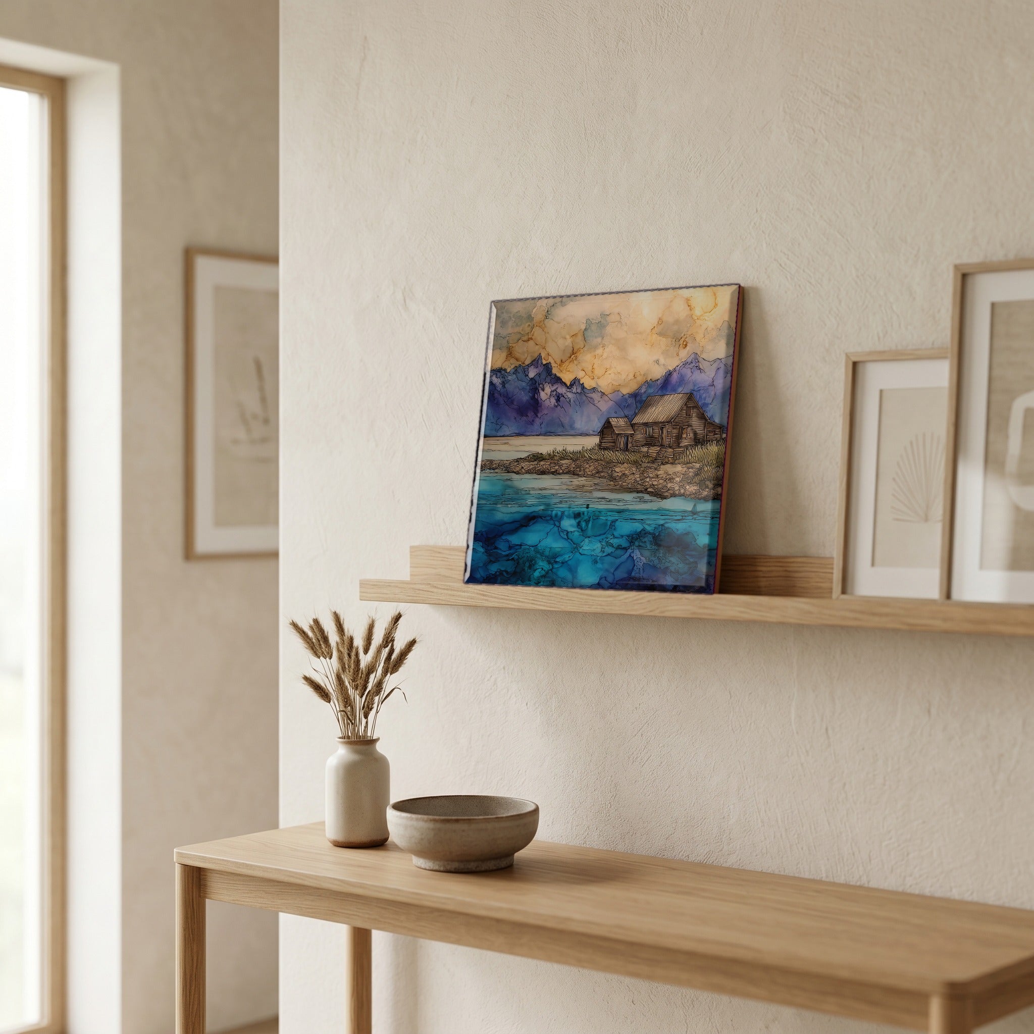 In the entryway, first thing you see.