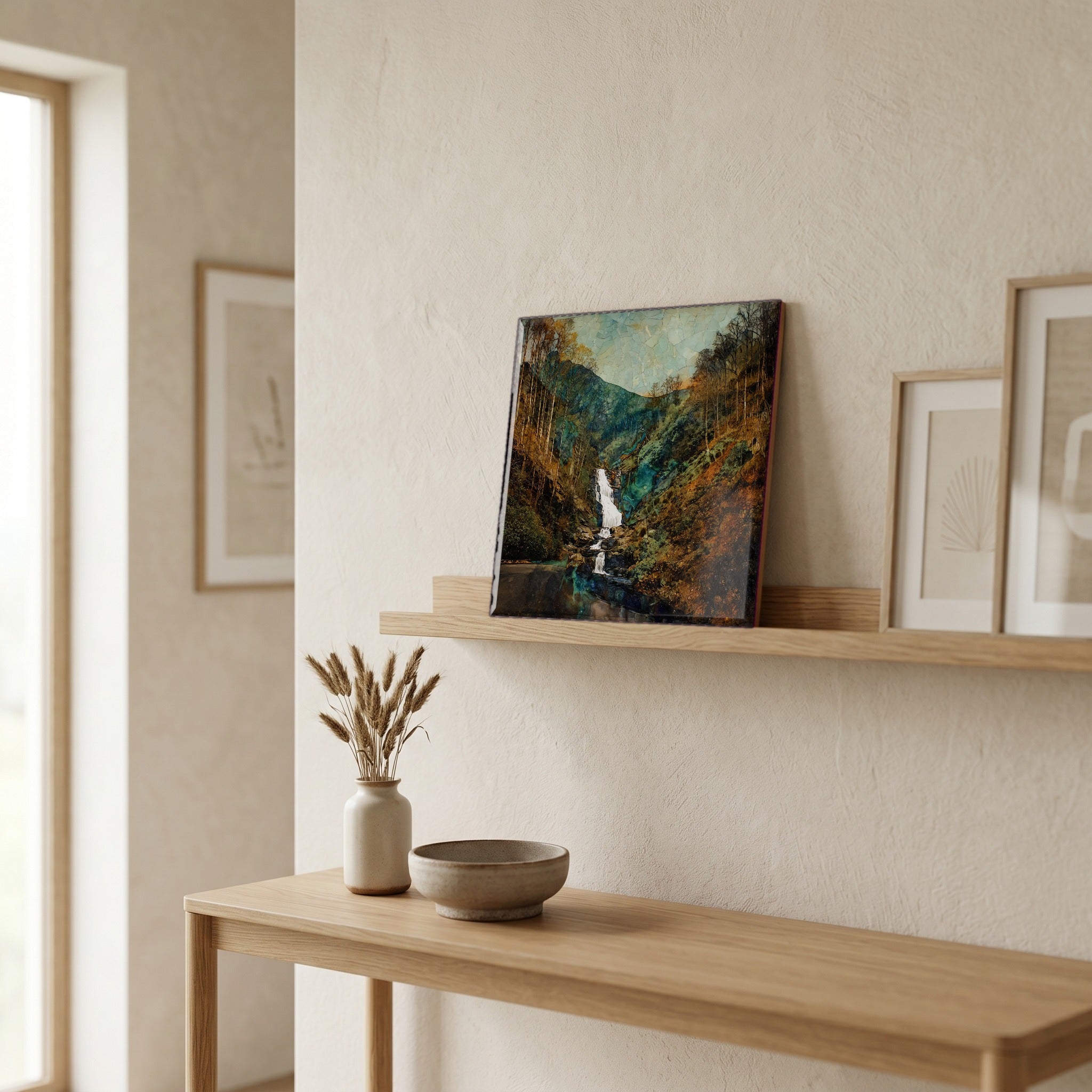 In the entryway, first thing you see.