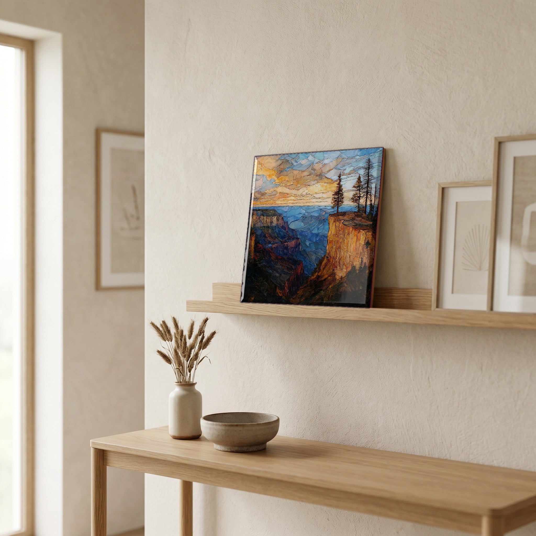 In the entryway, first thing you see.