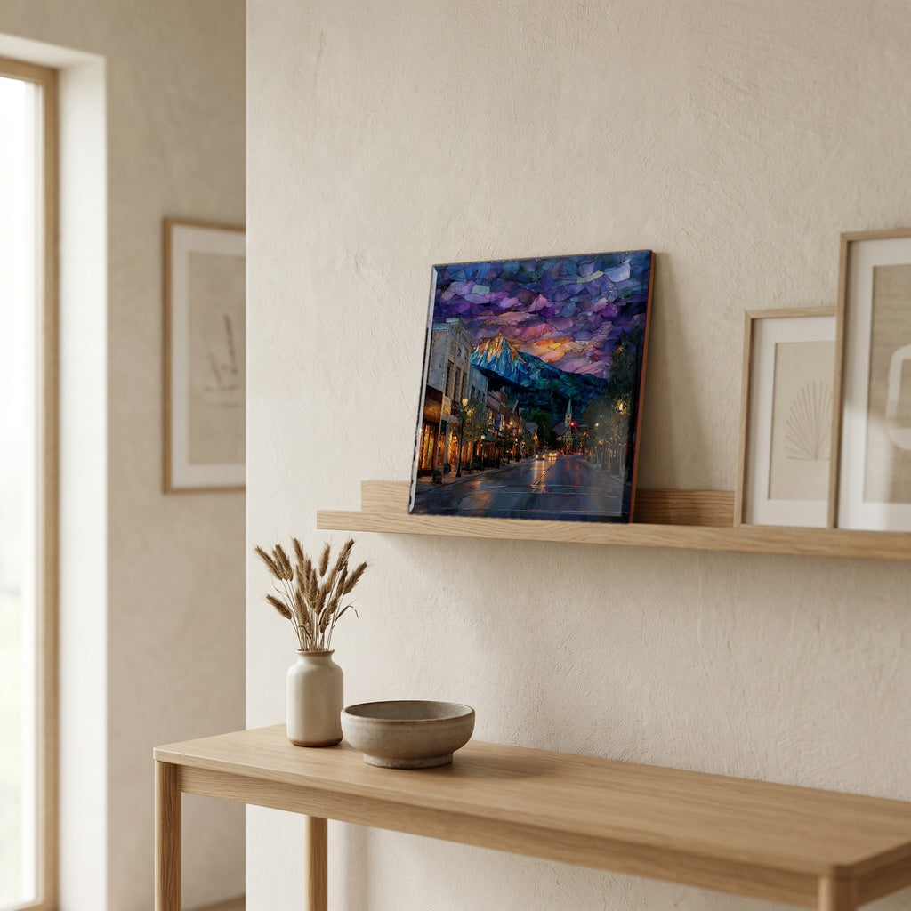 On a picture ledge, where the light comes in.