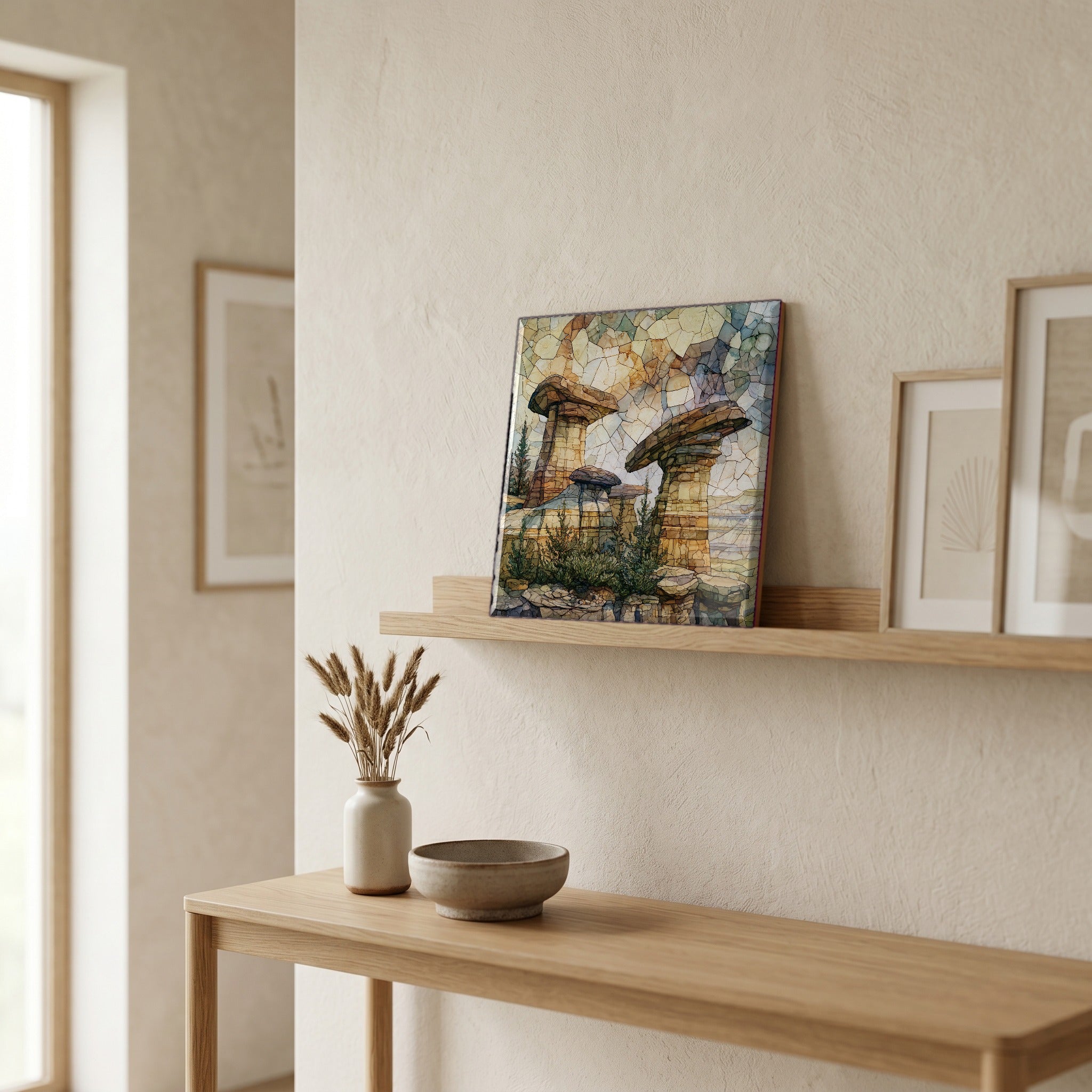 In the entryway, first thing you see.