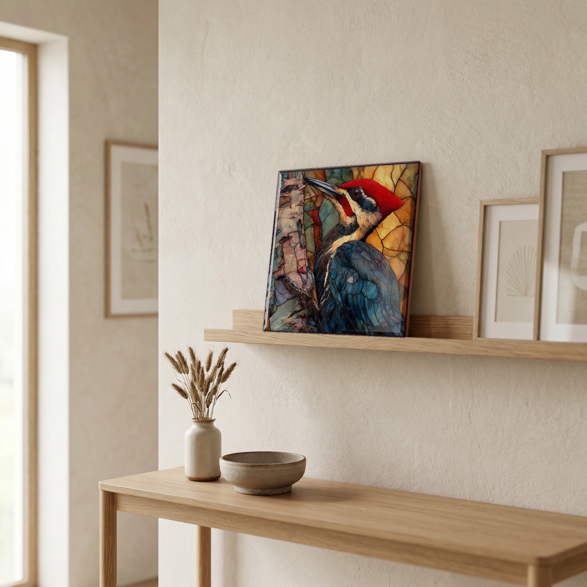 In the entryway, first thing you see.