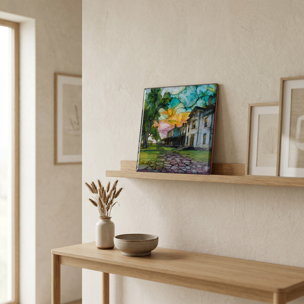 In the entryway, first thing you see.