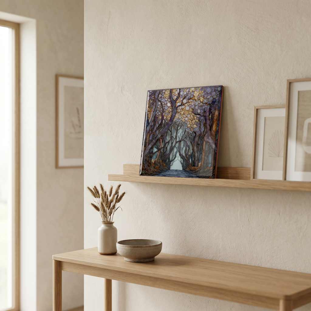 On a picture ledge, where the light comes in.