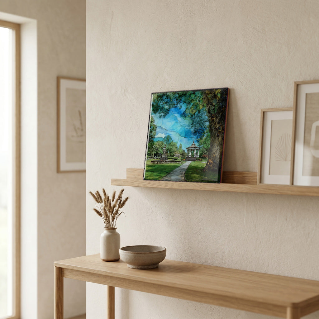 In the entryway, first thing you see.