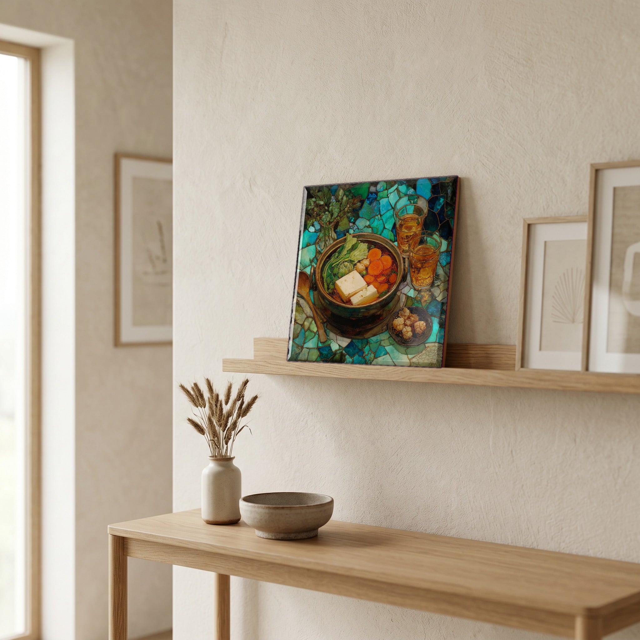 In the entryway, first thing you see.