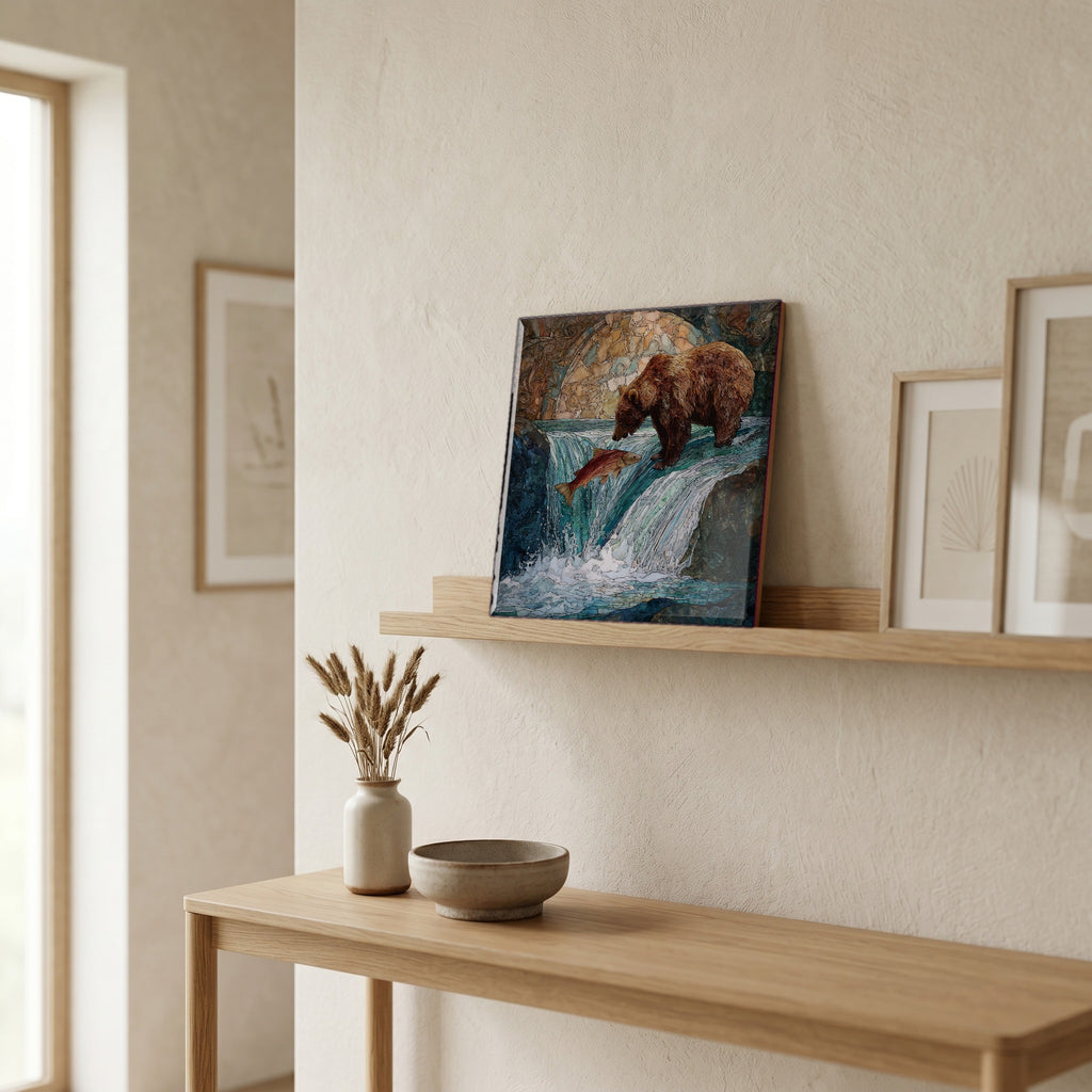 In the entryway, first thing you see.