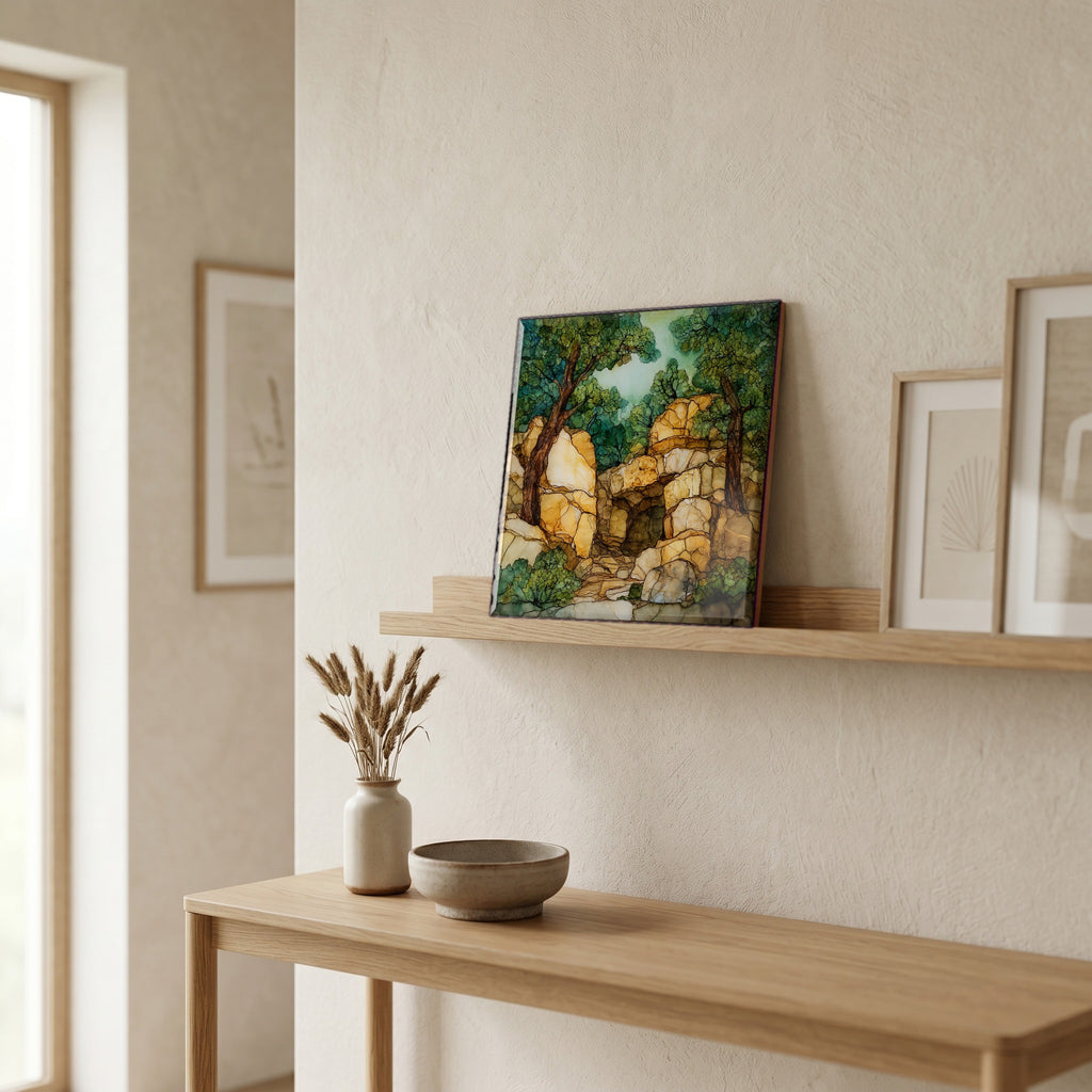 In the entryway, first thing you see.