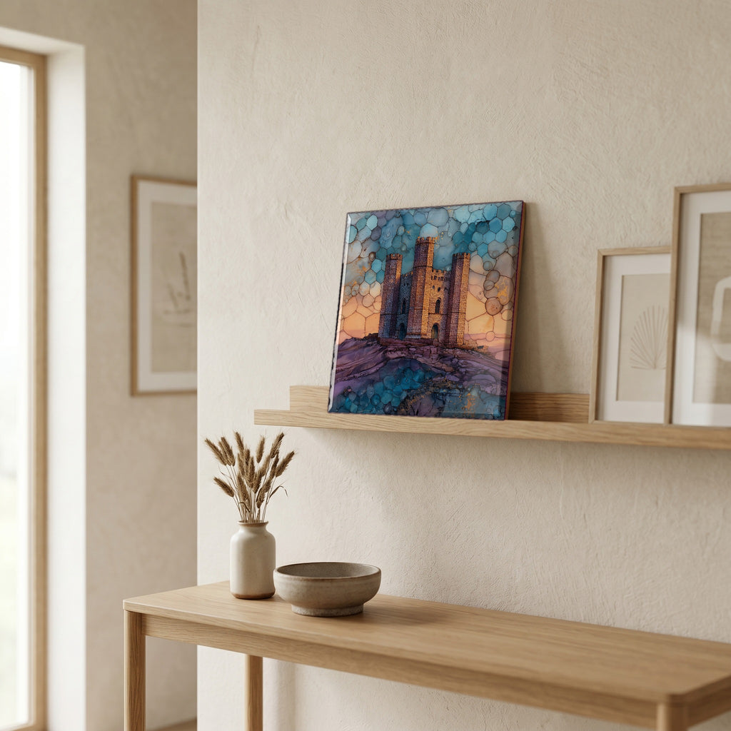 On a picture ledge, where the light comes in.