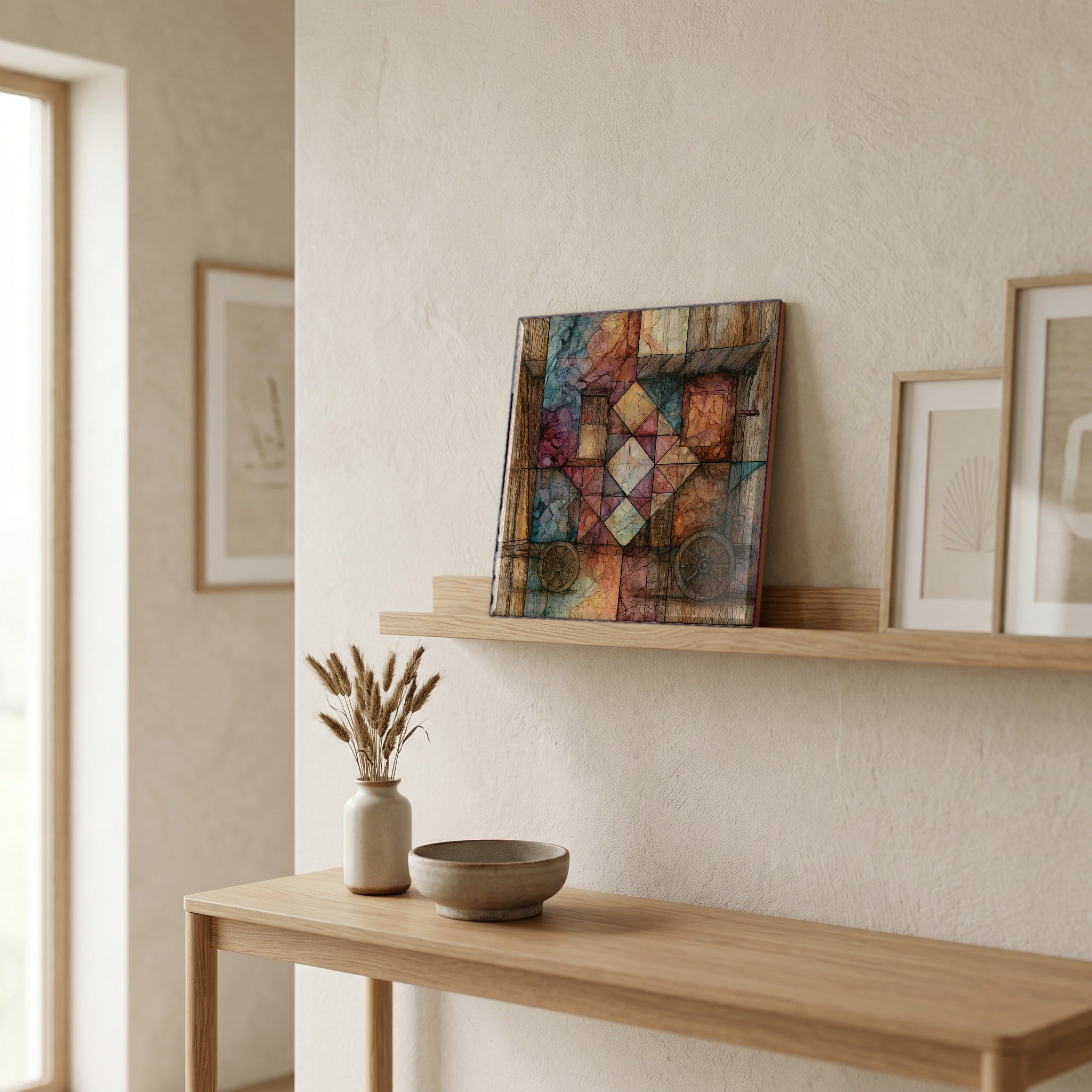 In the entryway, first thing you see.
