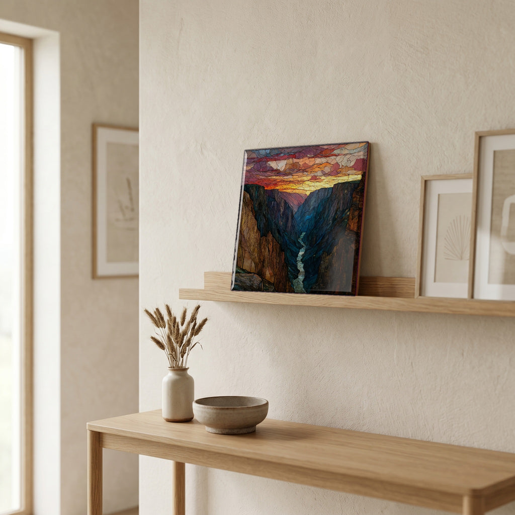 On a picture ledge, where the light comes in.