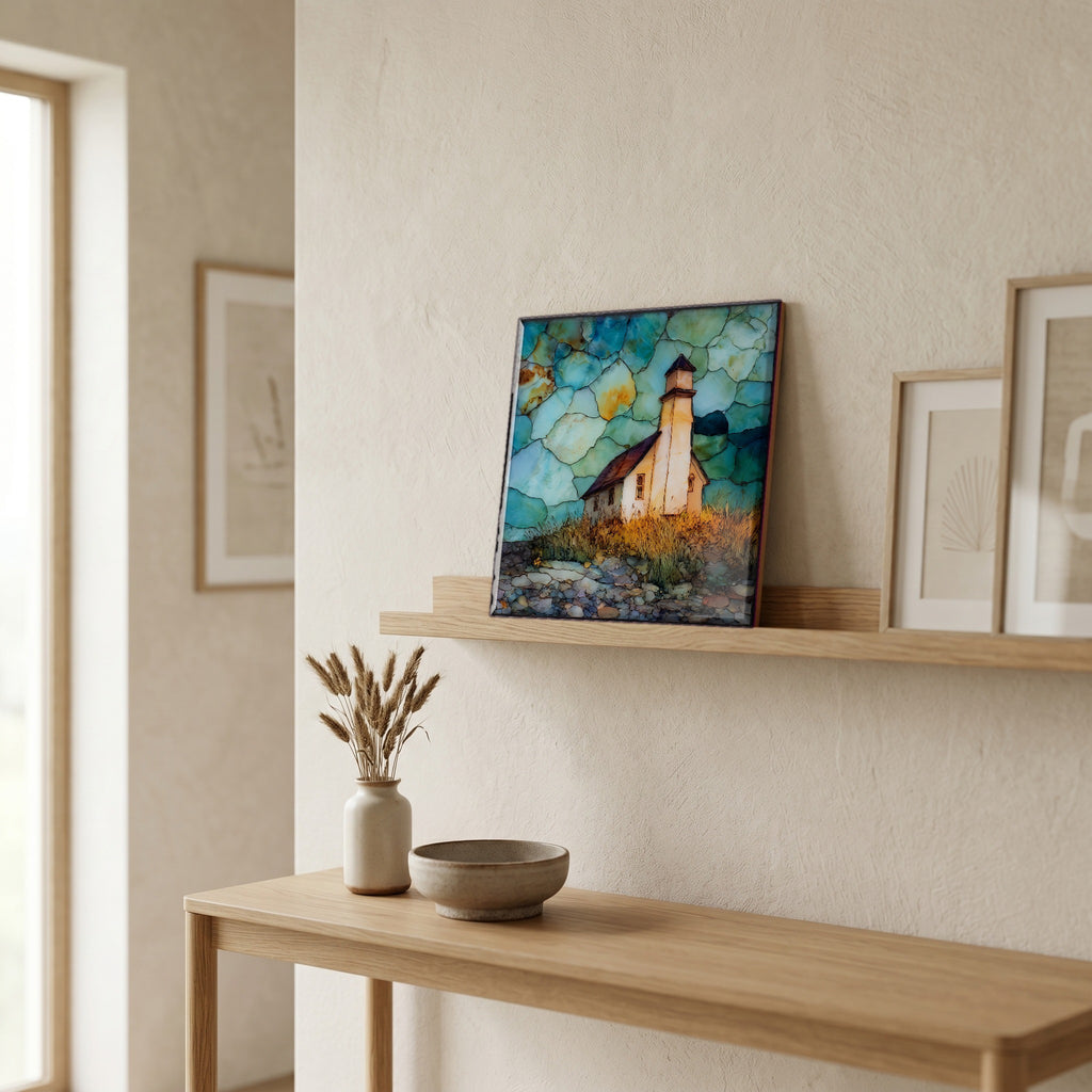 In the entryway, first thing you see.