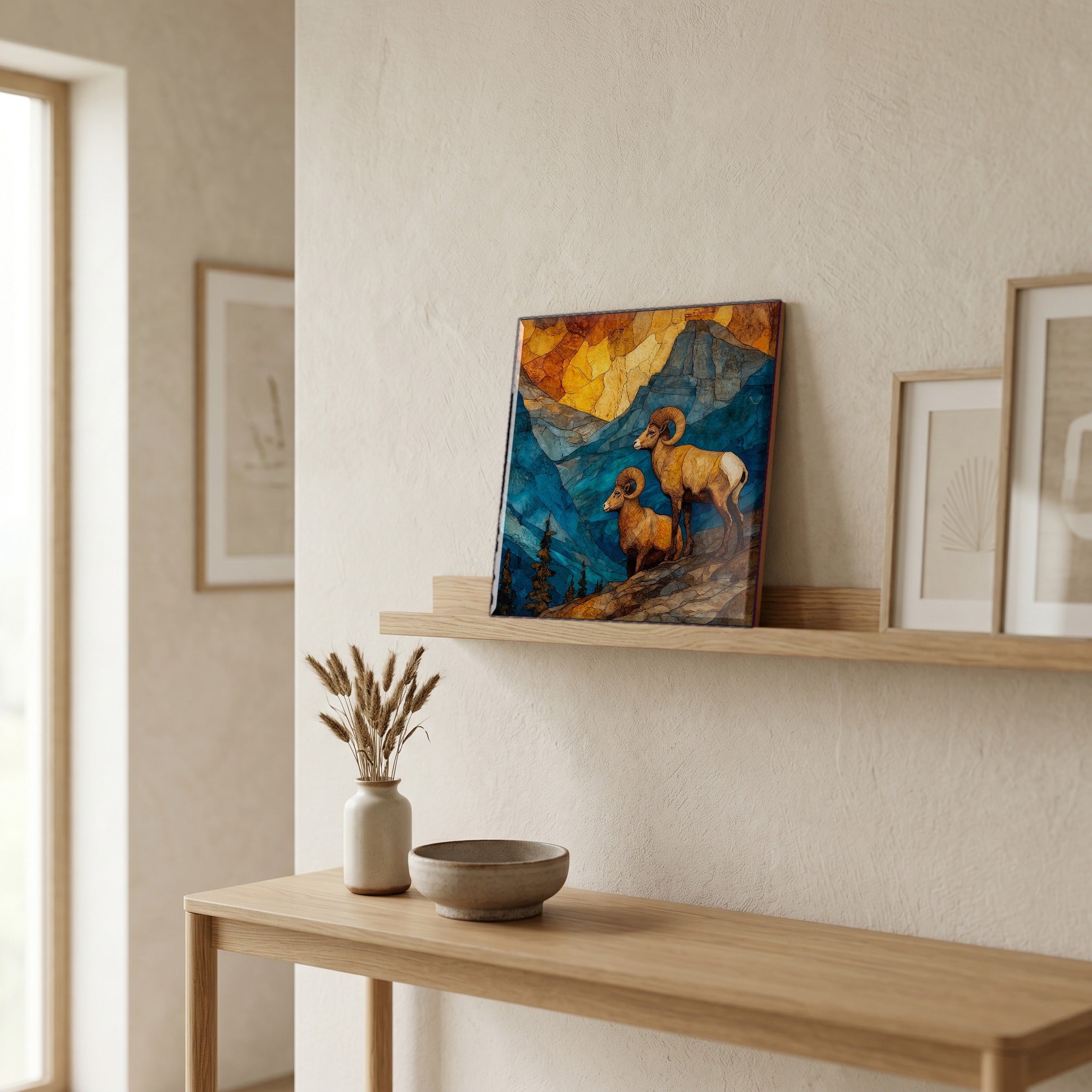 In the entryway, first thing you see.
