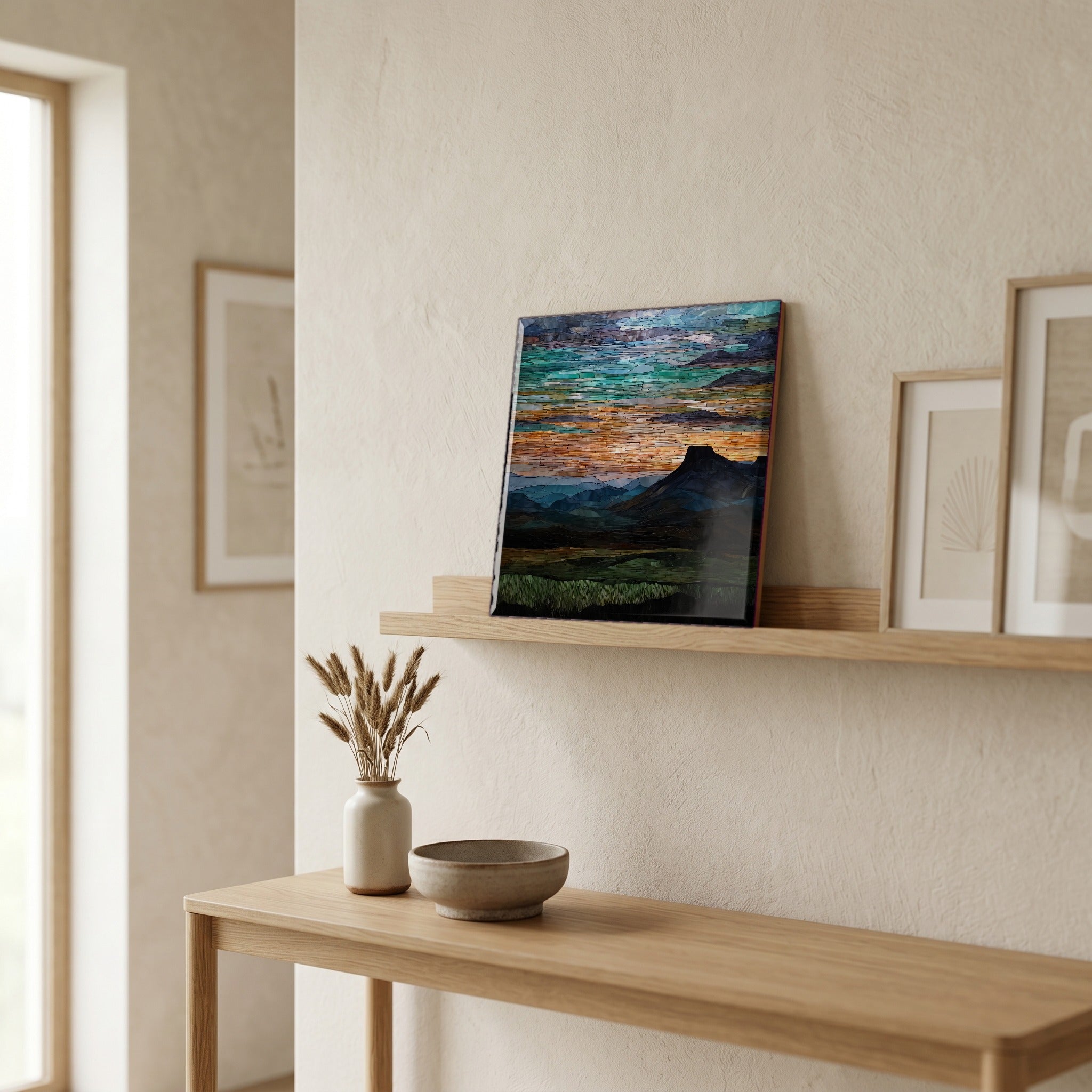 In the entryway, first thing you see.