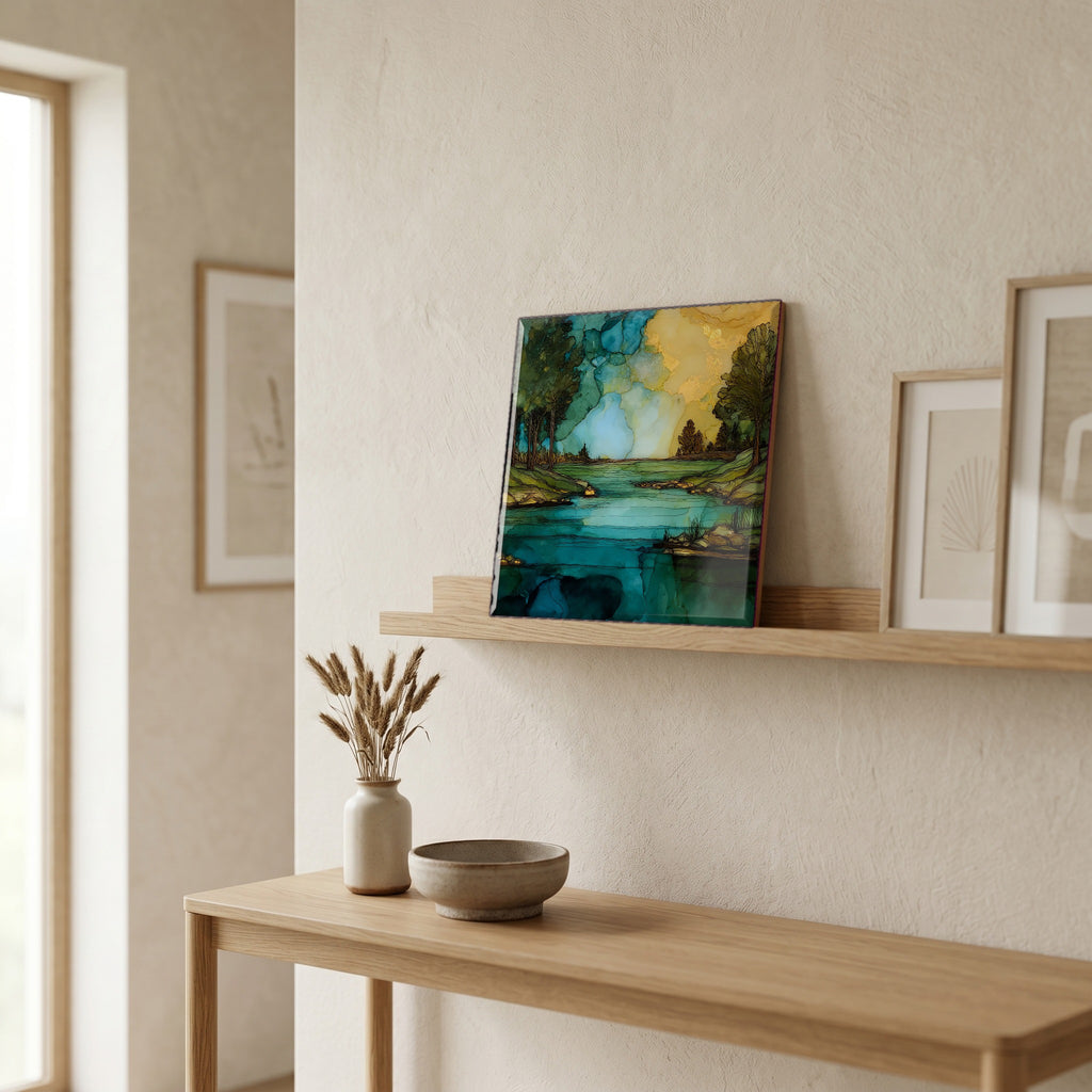 In the entryway, first thing you see.