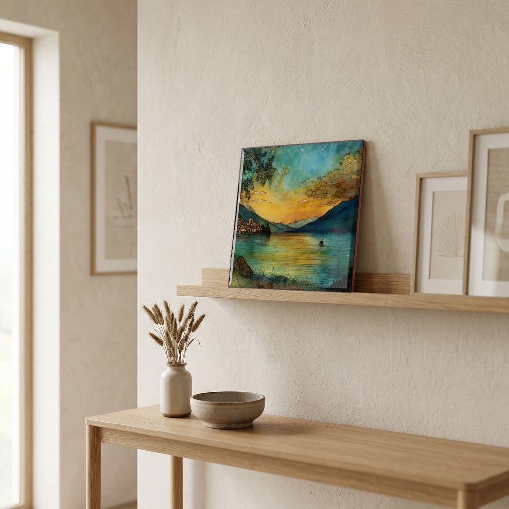 On a picture ledge, where the light comes in.