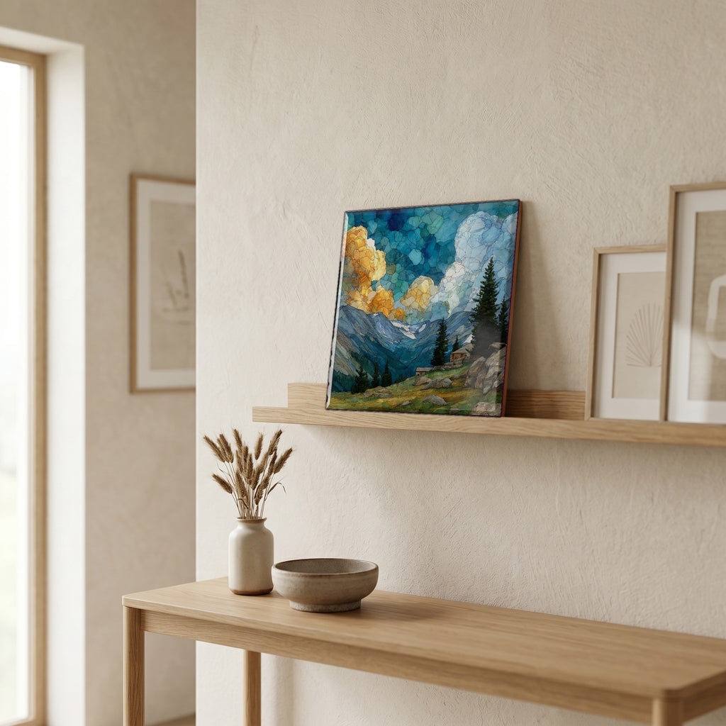 In the entryway, first thing you see.