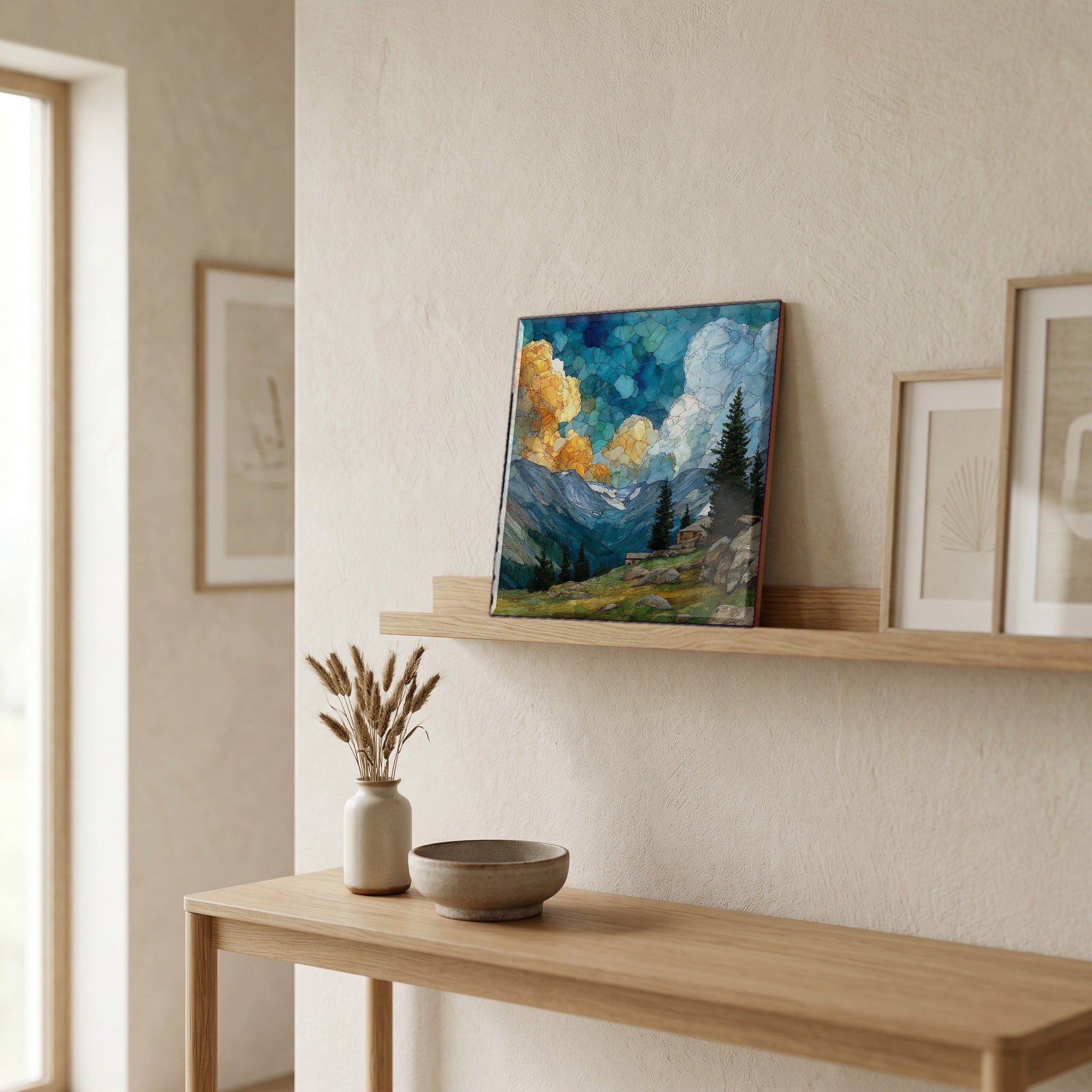 In the entryway, first thing you see.