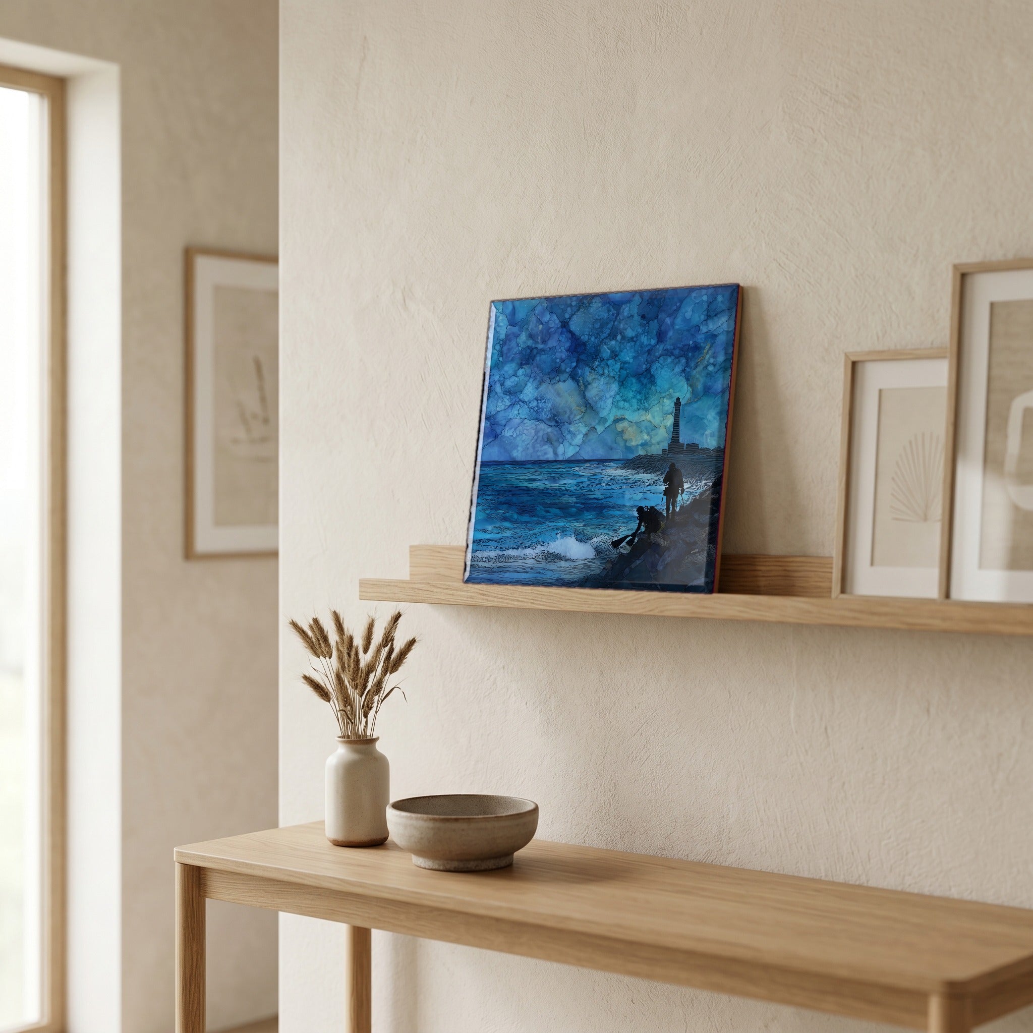In the entryway, first thing you see.
