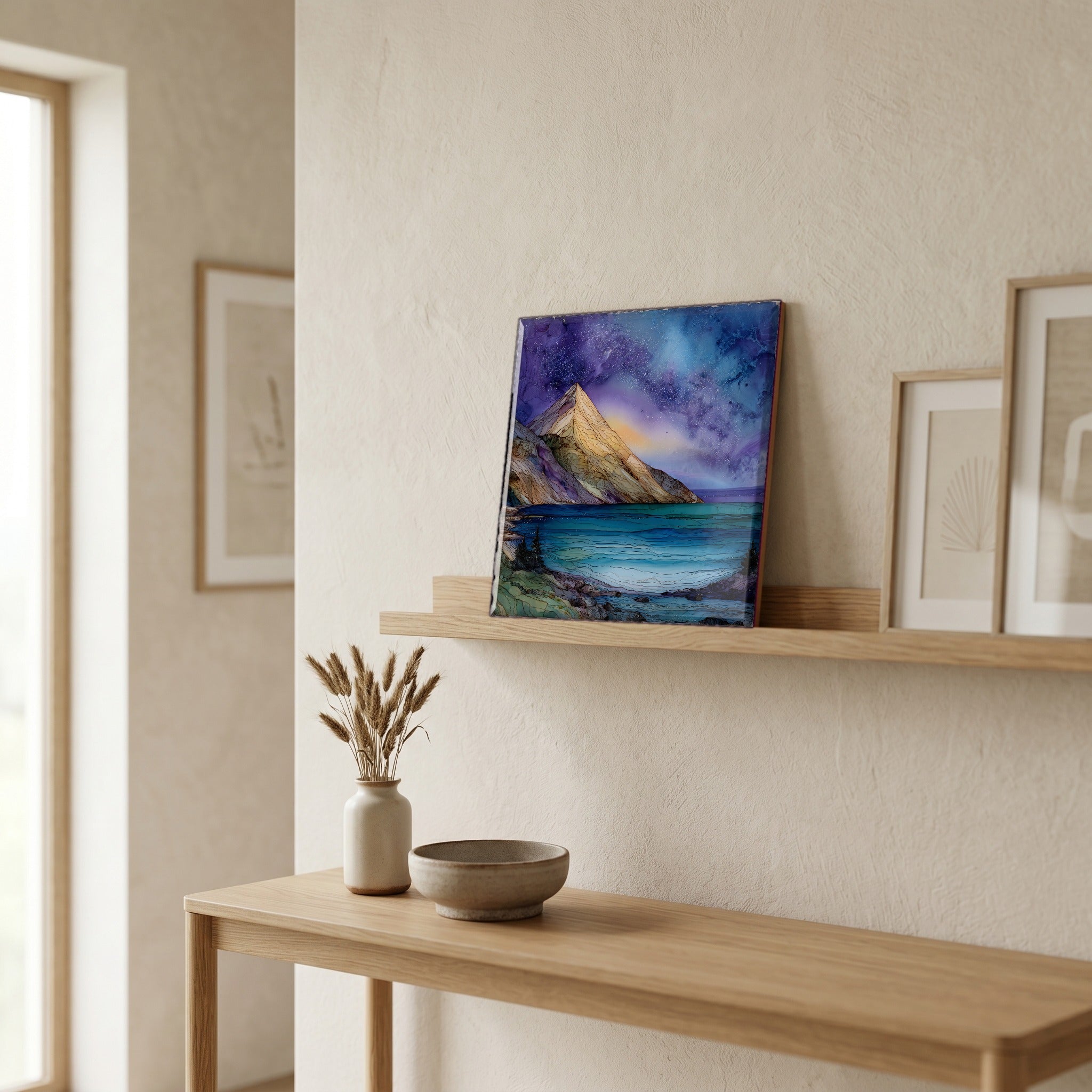 In the entryway, first thing you see.
