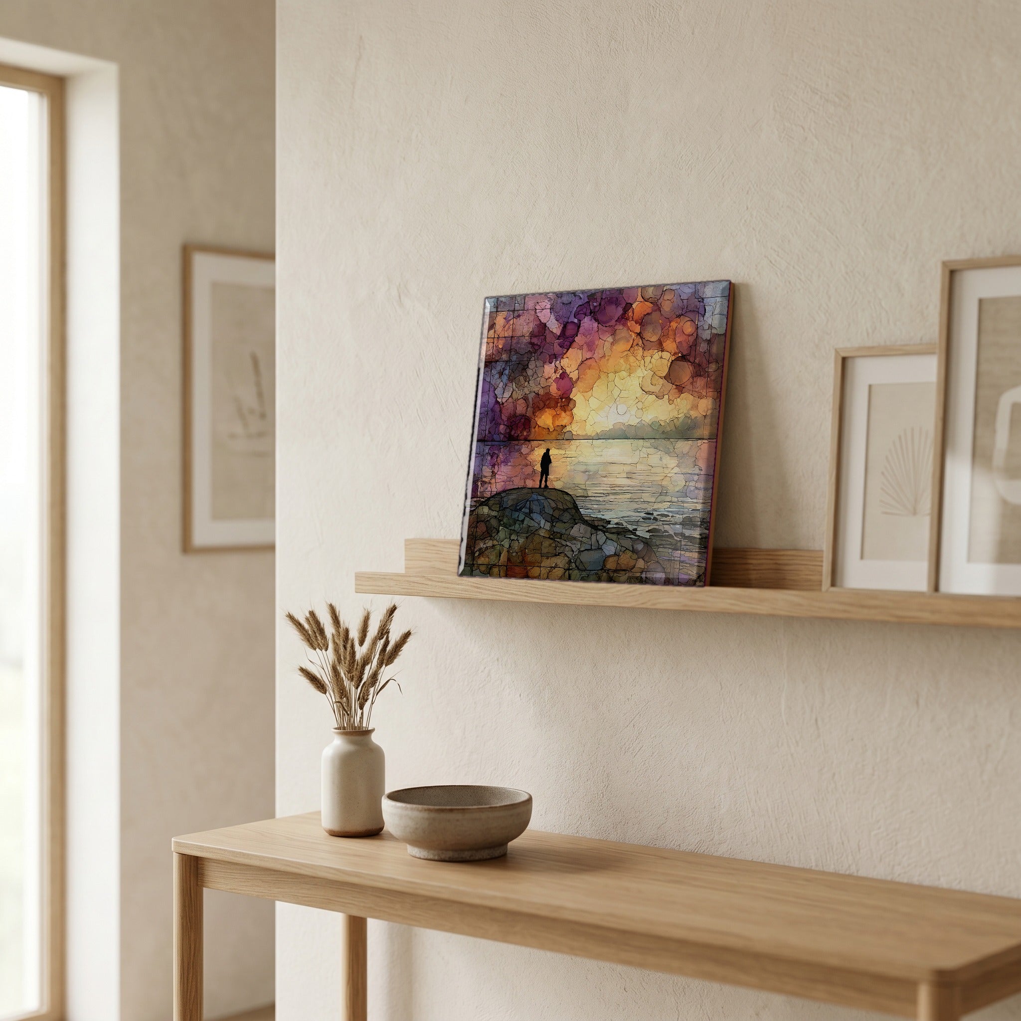 In the entryway, first thing you see.