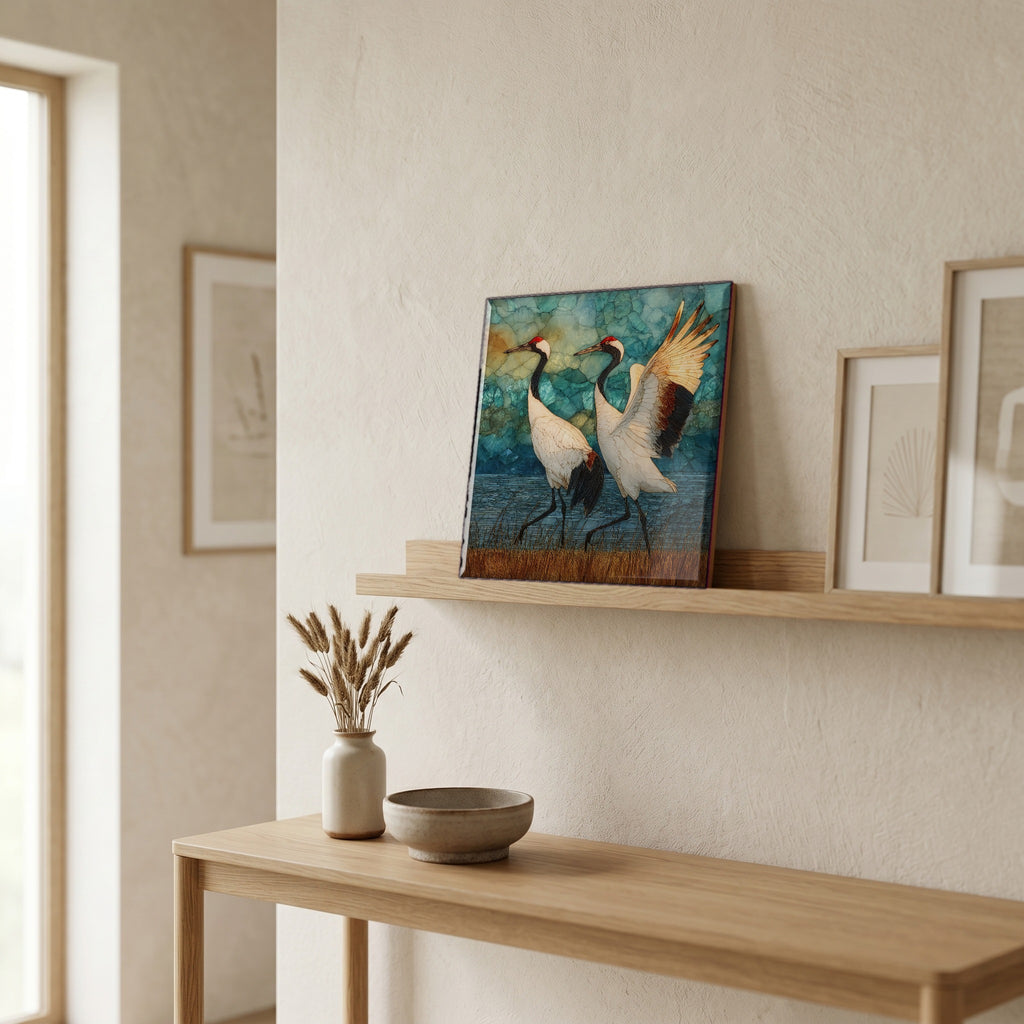 In the entryway, first thing you see.