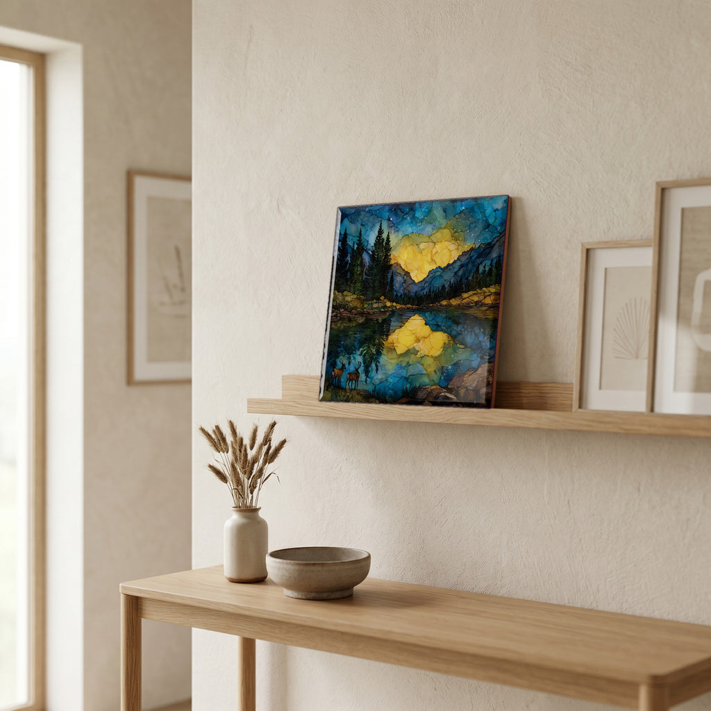 In the entryway, first thing you see.