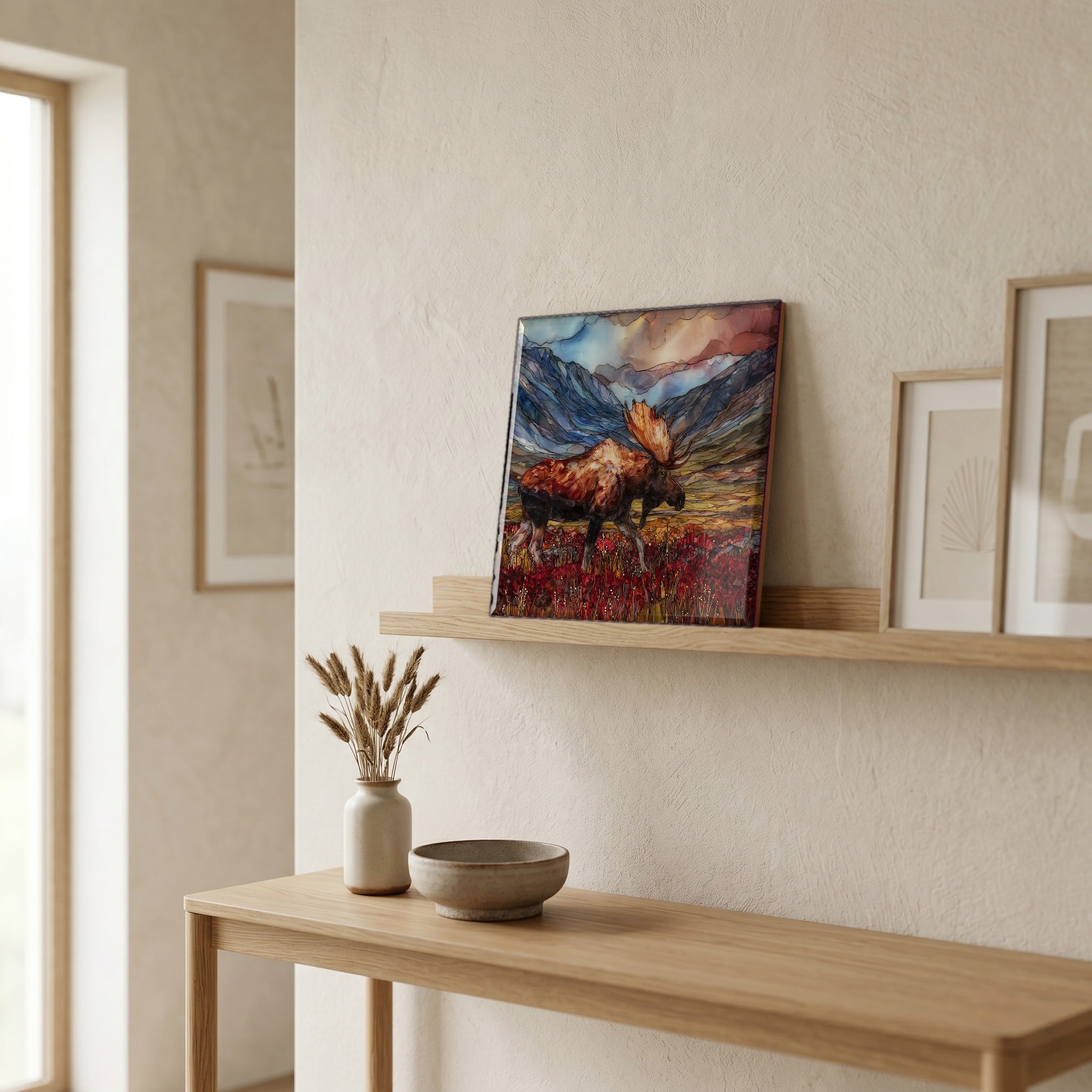 In the entryway, first thing you see.