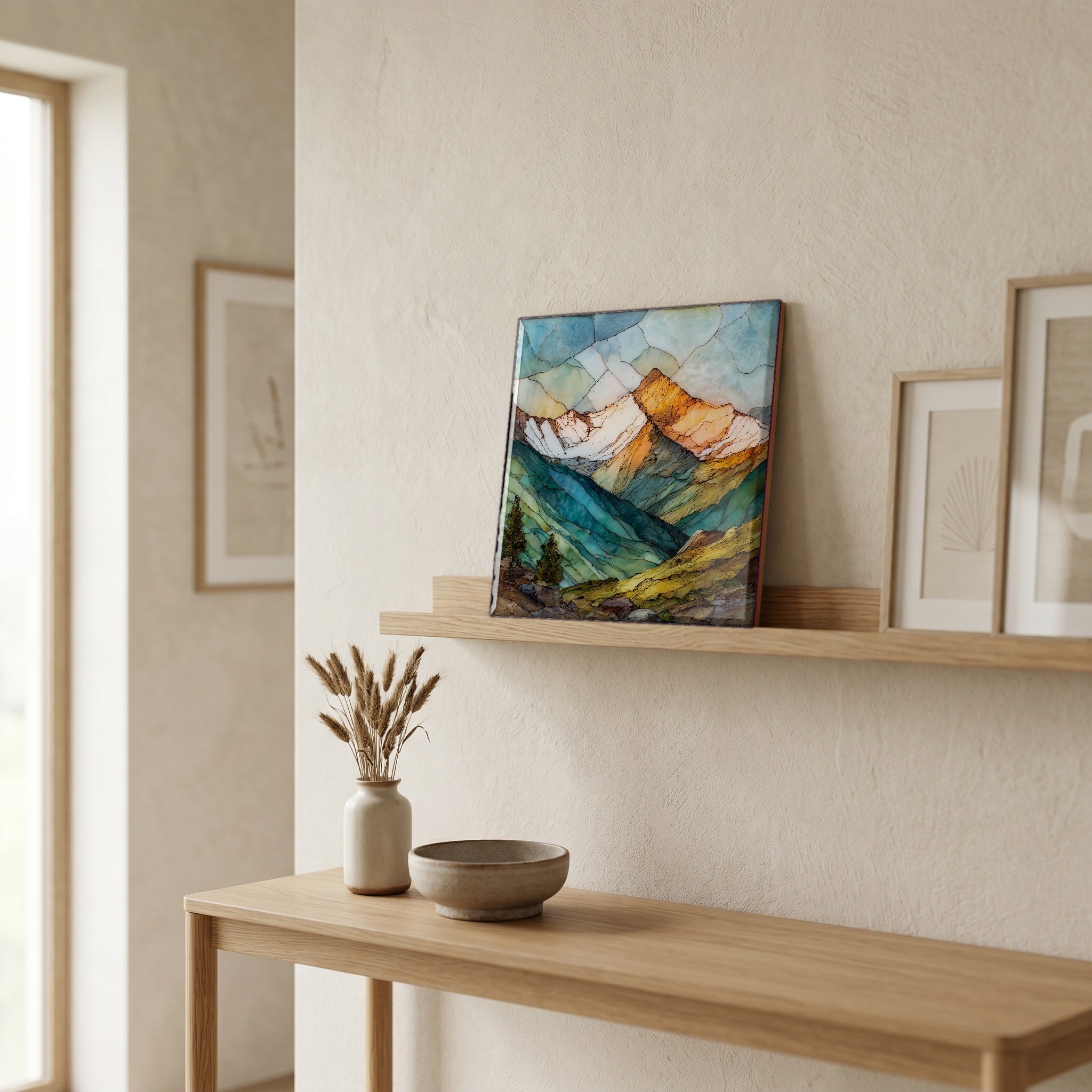 In the entryway, first thing you see.