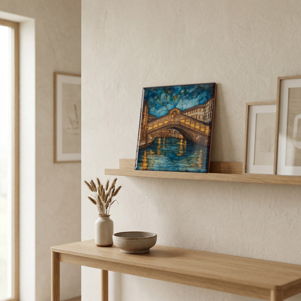 On a picture ledge, where the light comes in.
