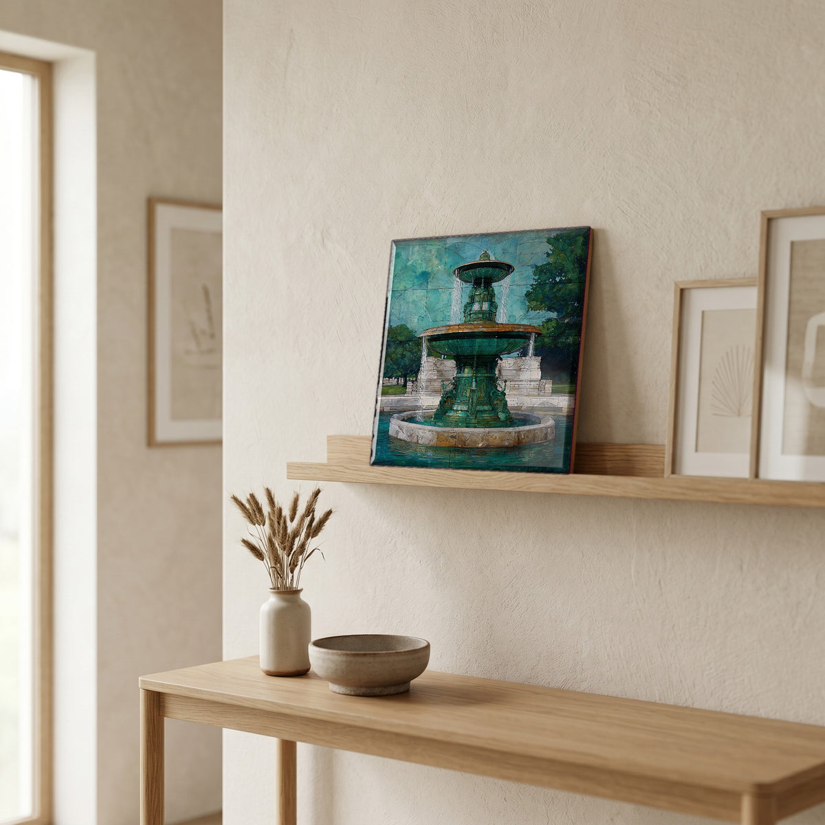In the entryway, first thing you see.