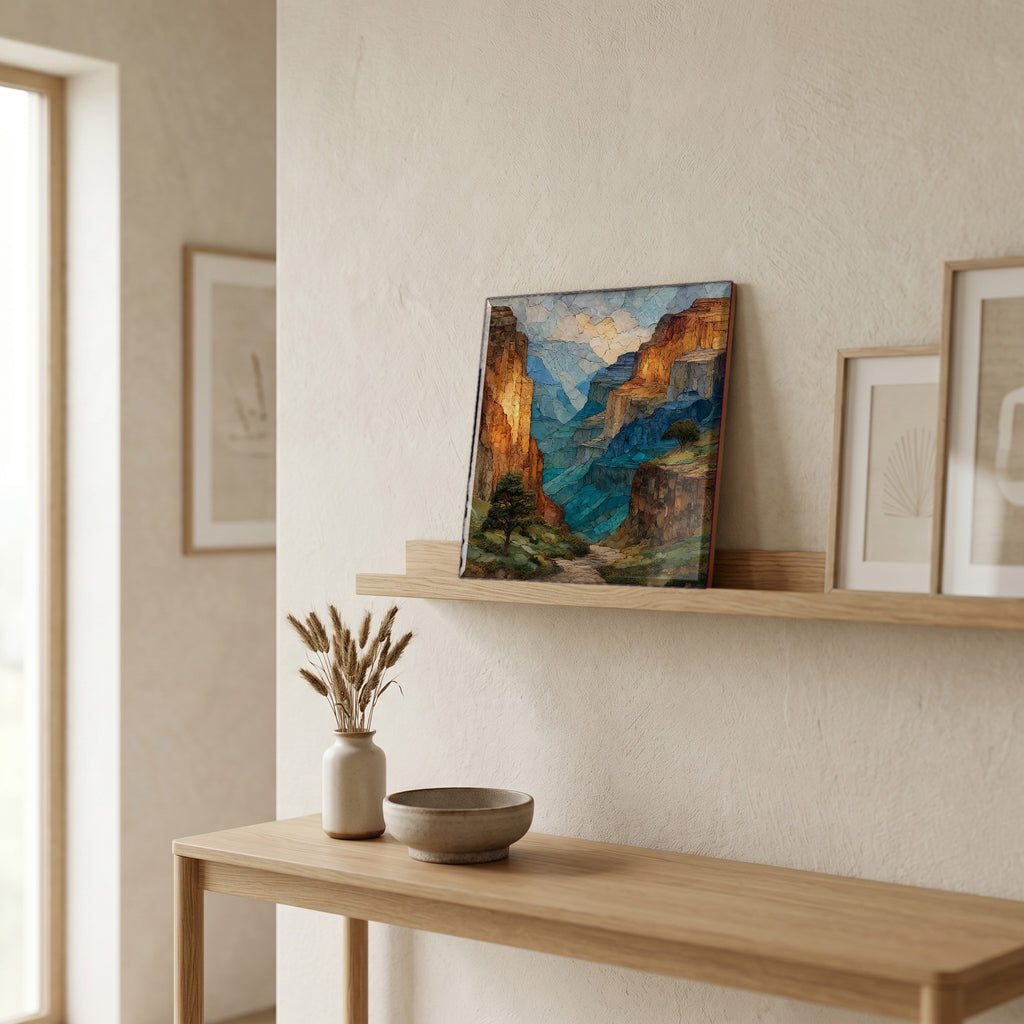 In the entryway, first thing you see.