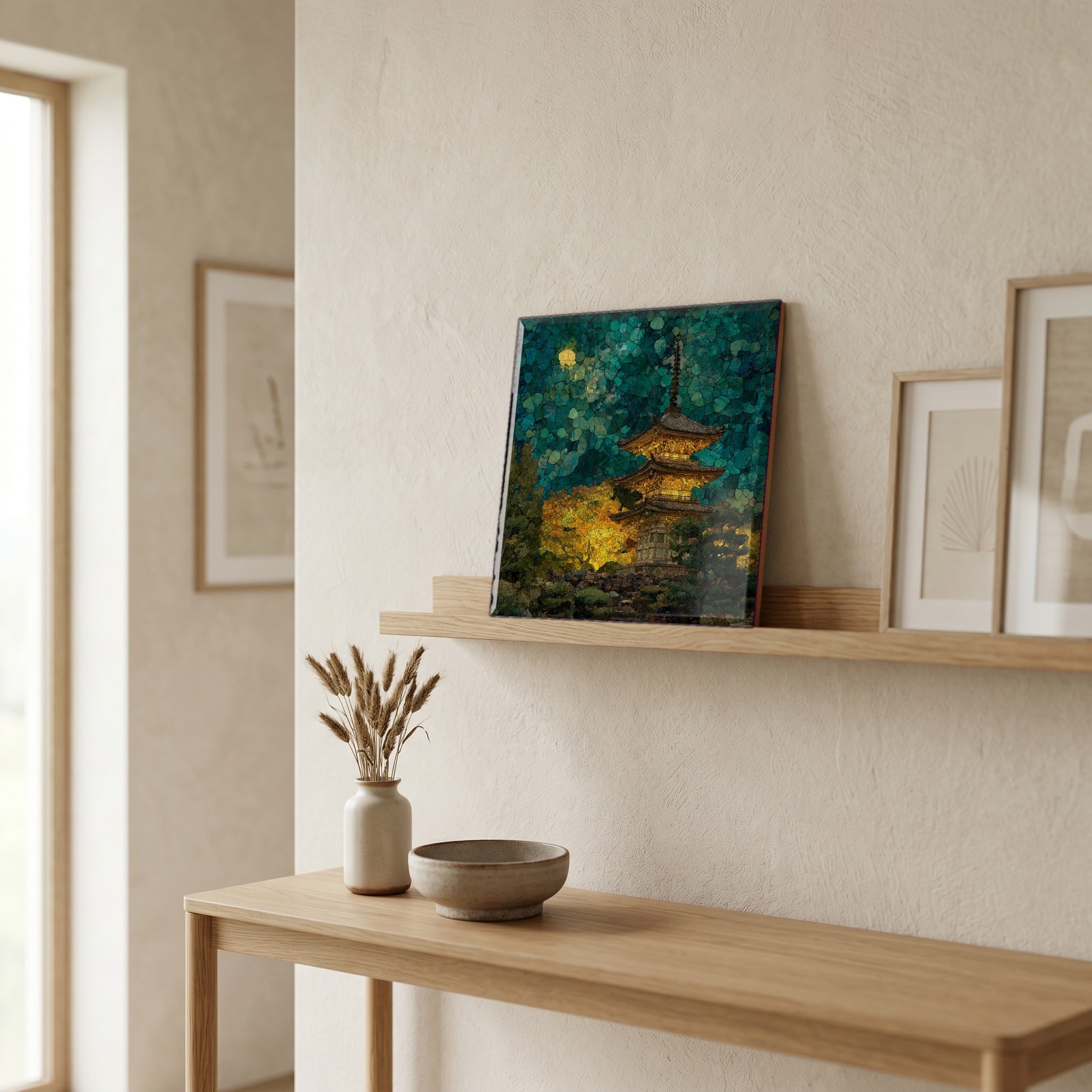 In the entryway, first thing you see.