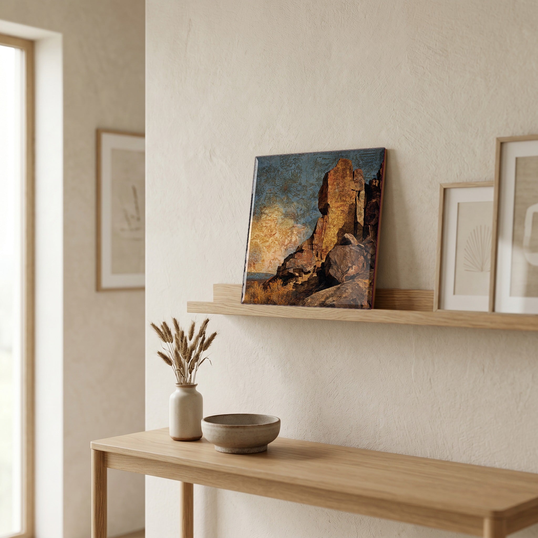 In the entryway, first thing you see.