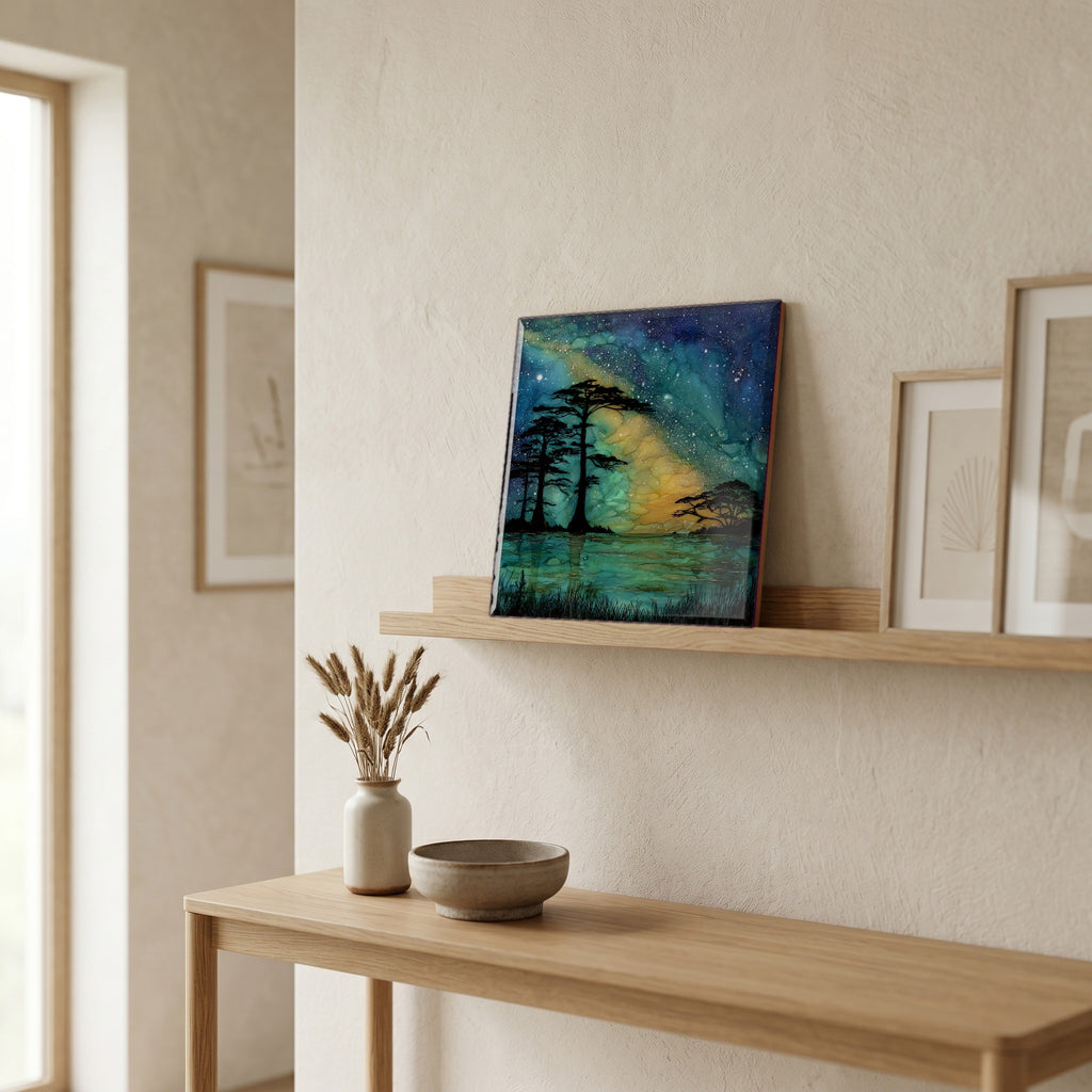 In the entryway, first thing you see.