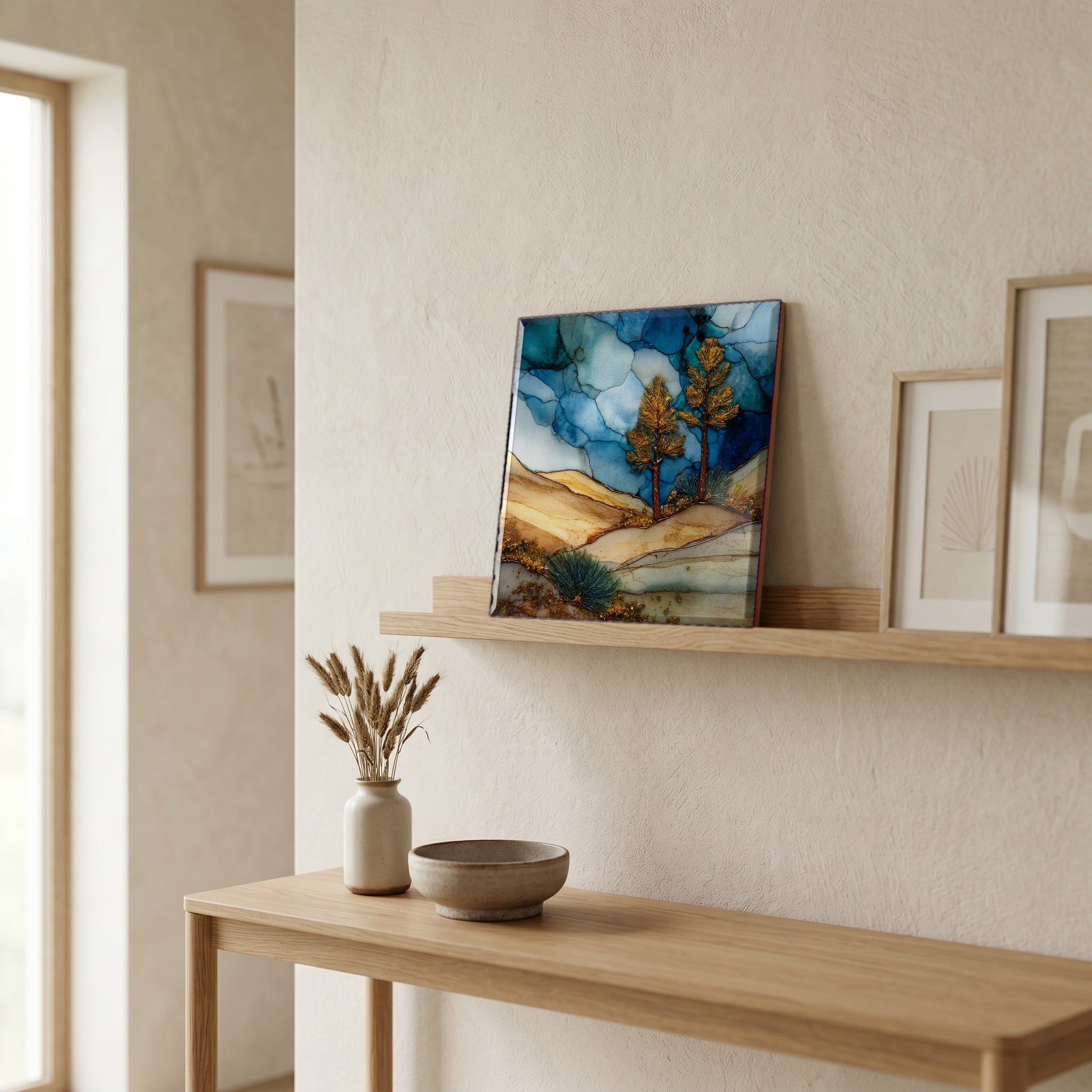 In the entryway, first thing you see.