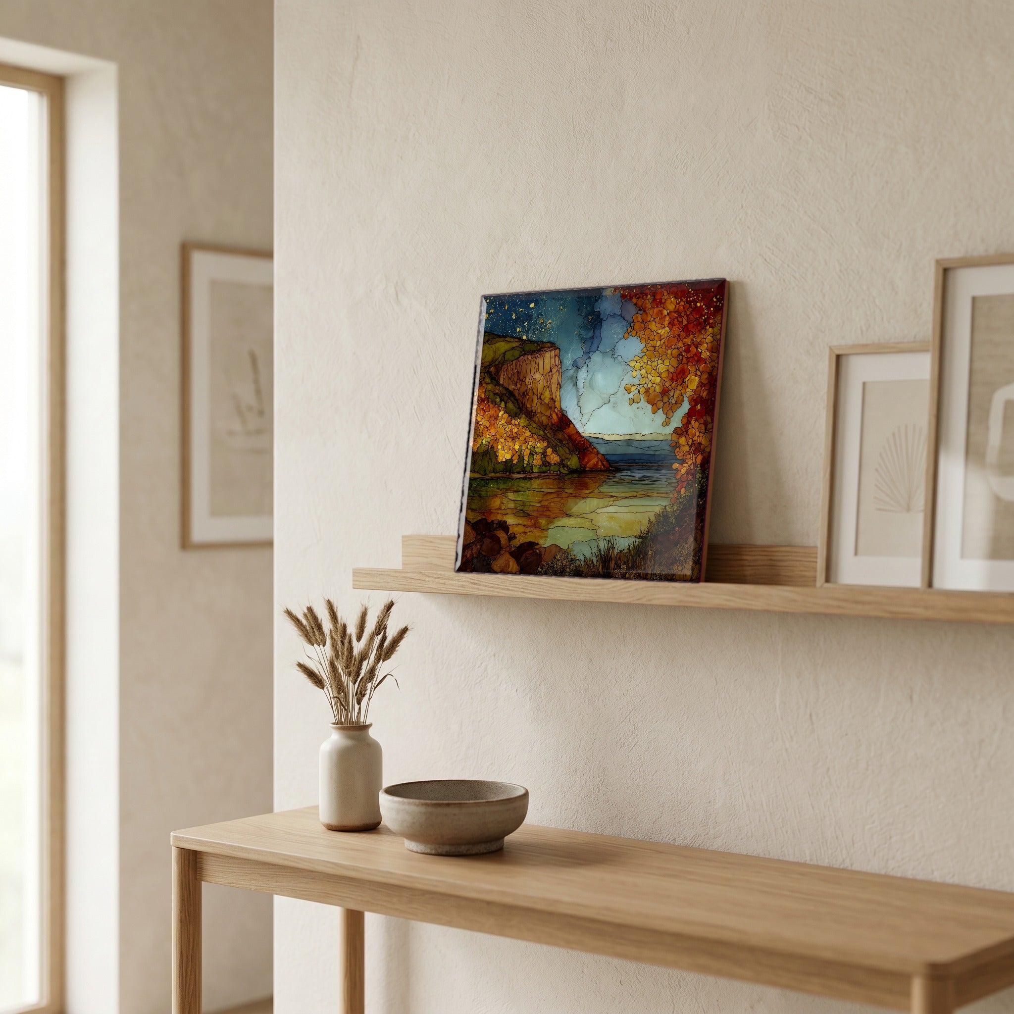 In the entryway, first thing you see.