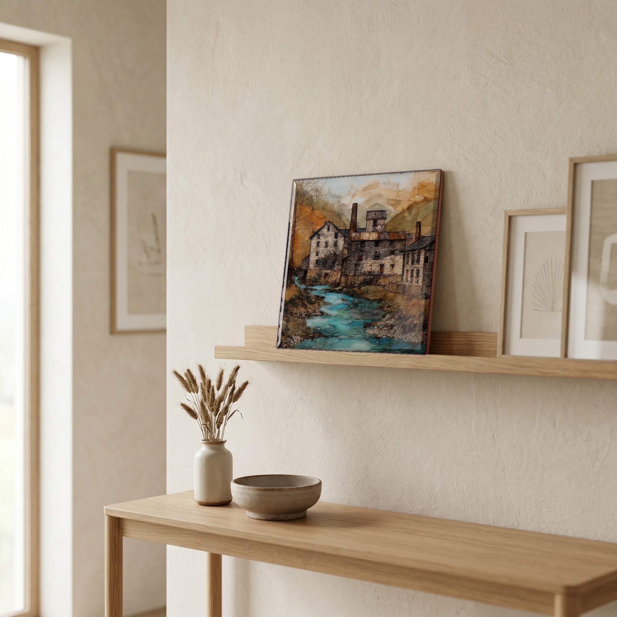 In the entryway, first thing you see.