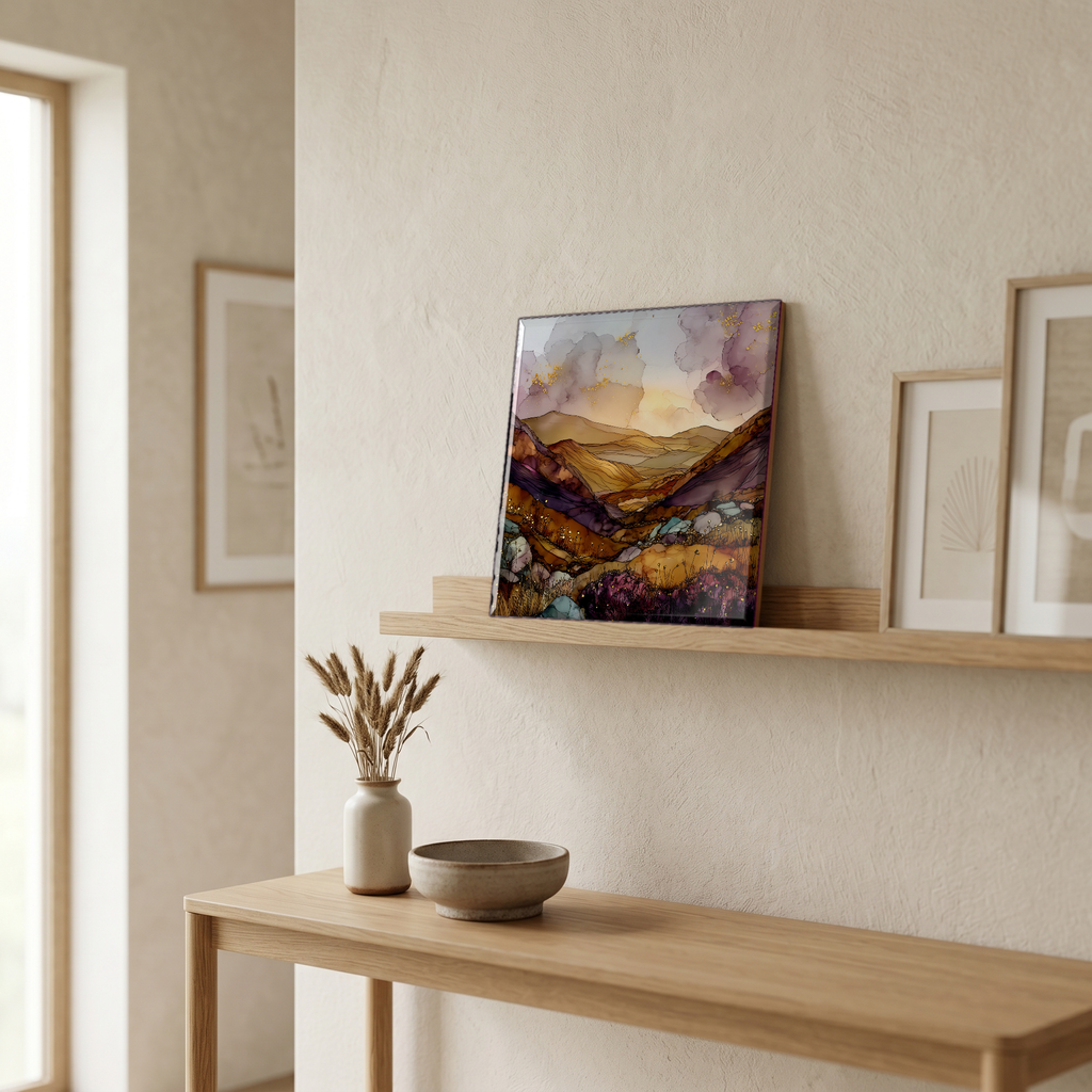 On a picture ledge, where the light comes in.