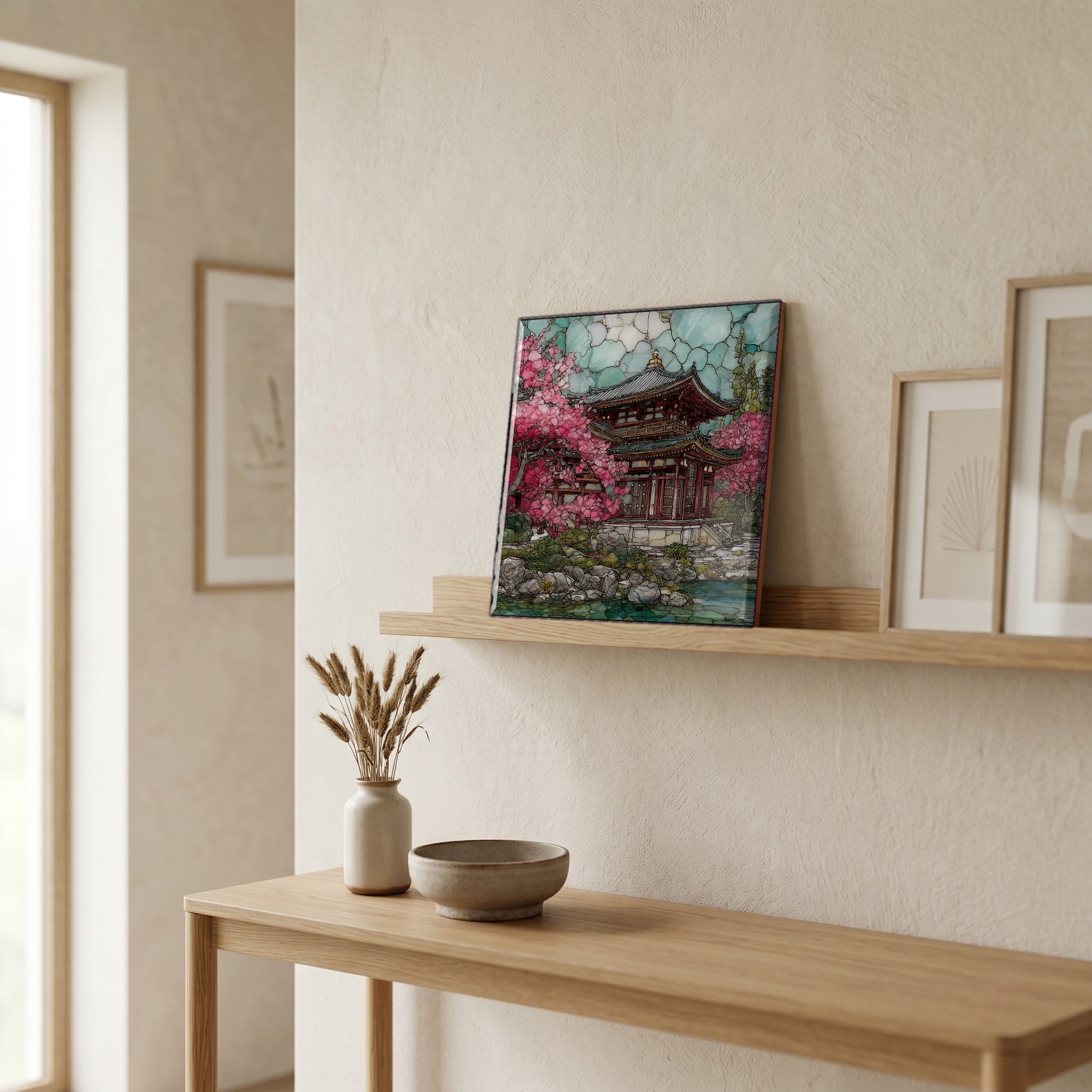 In the entryway, first thing you see.