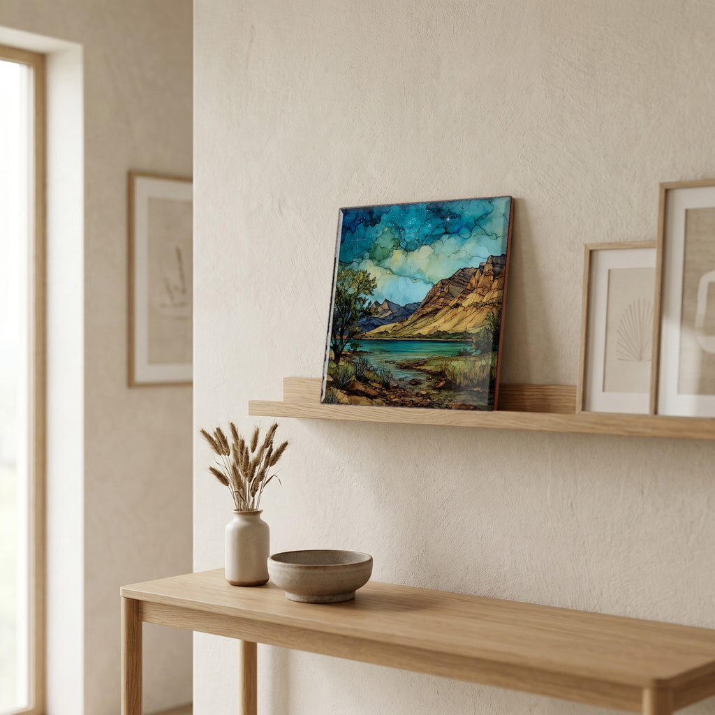 In the entryway, first thing you see.