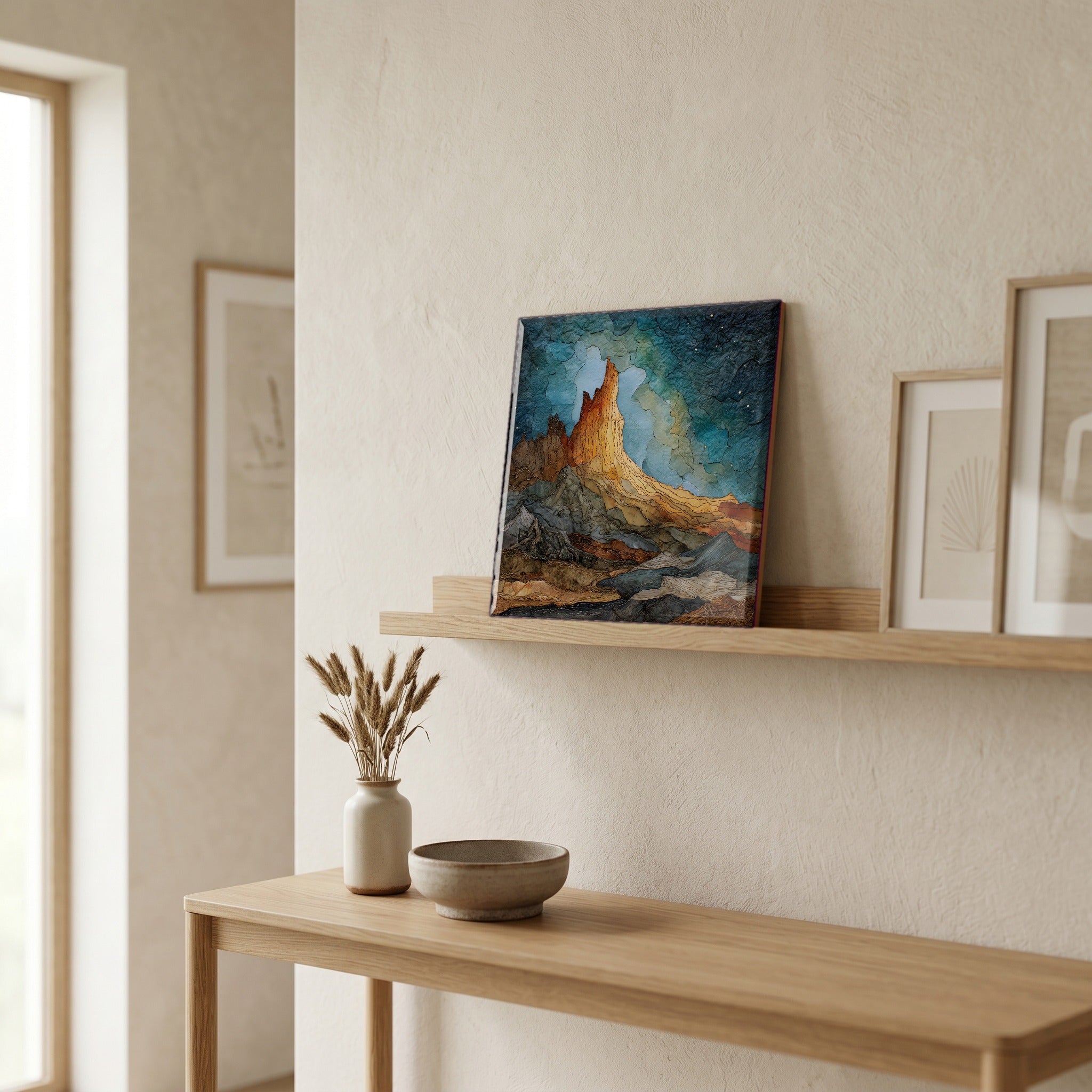 In the entryway, first thing you see.