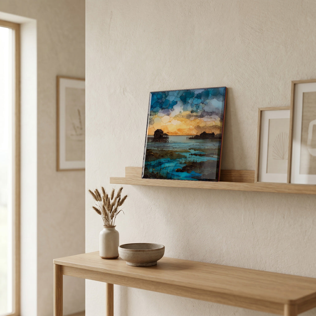 In the entryway, first thing you see.