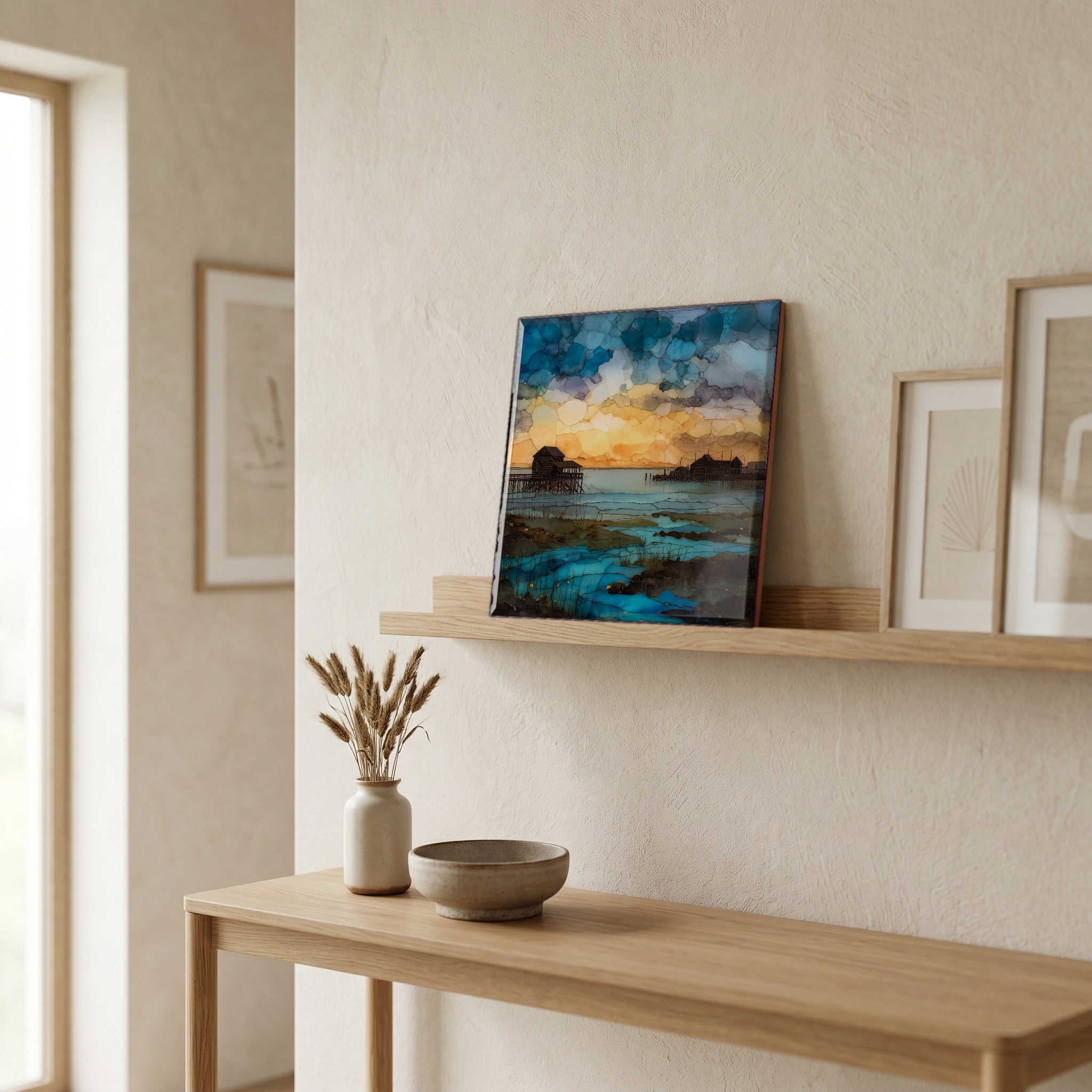 In the entryway, first thing you see.