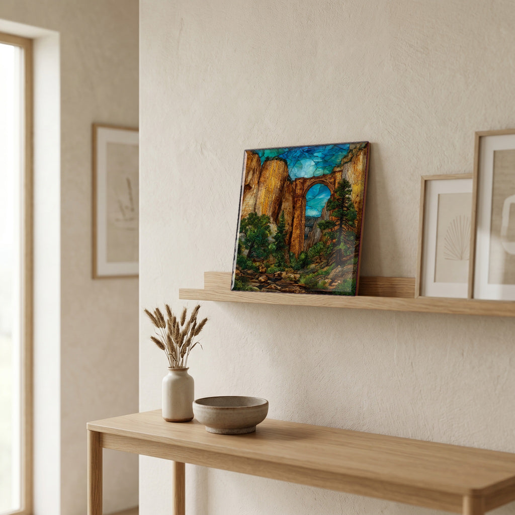 In the entryway, first thing you see.