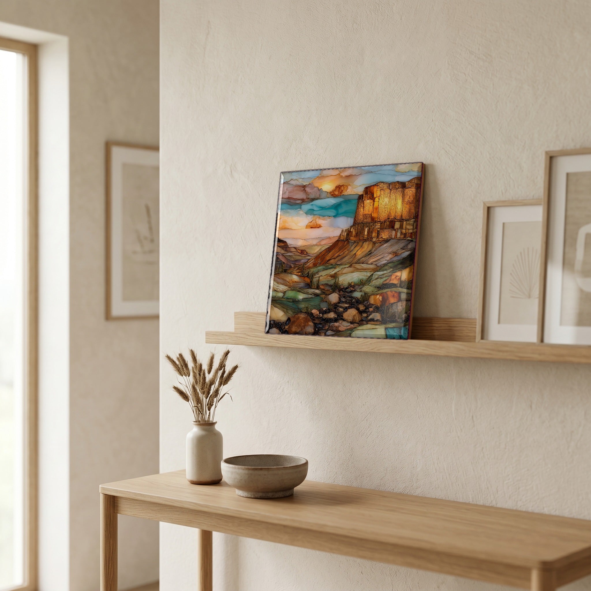 In the entryway, first thing you see.