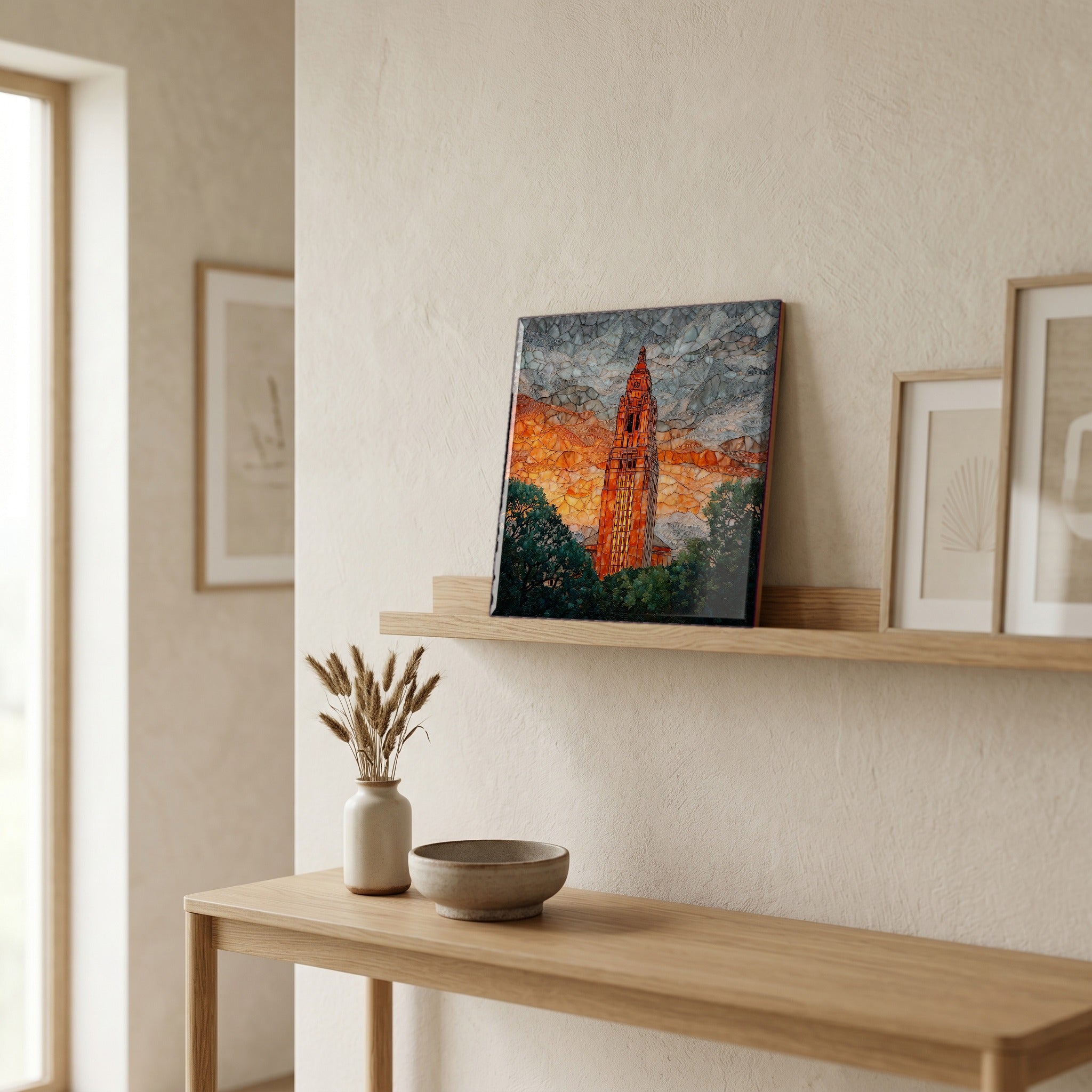 In the entryway, first thing you see.