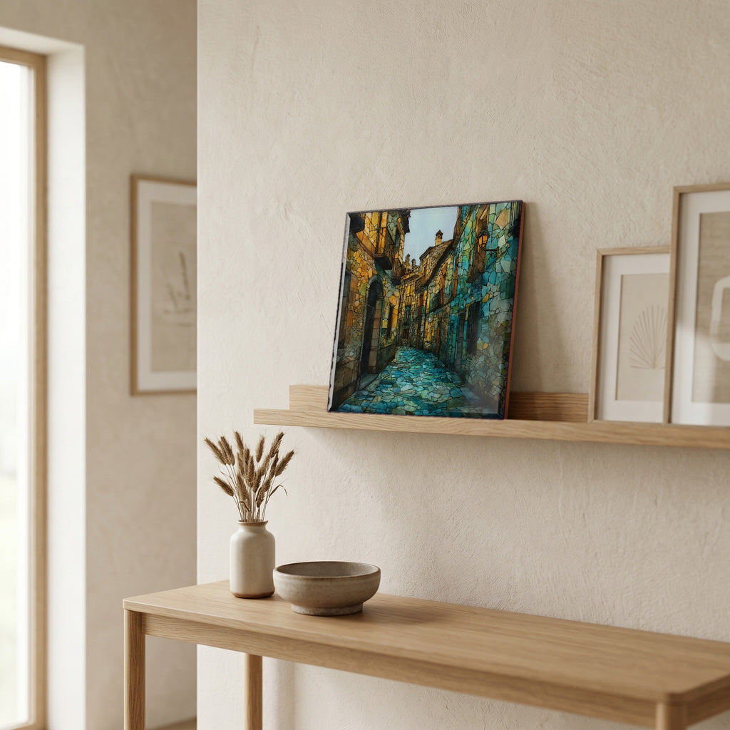 In the entryway, first thing you see.