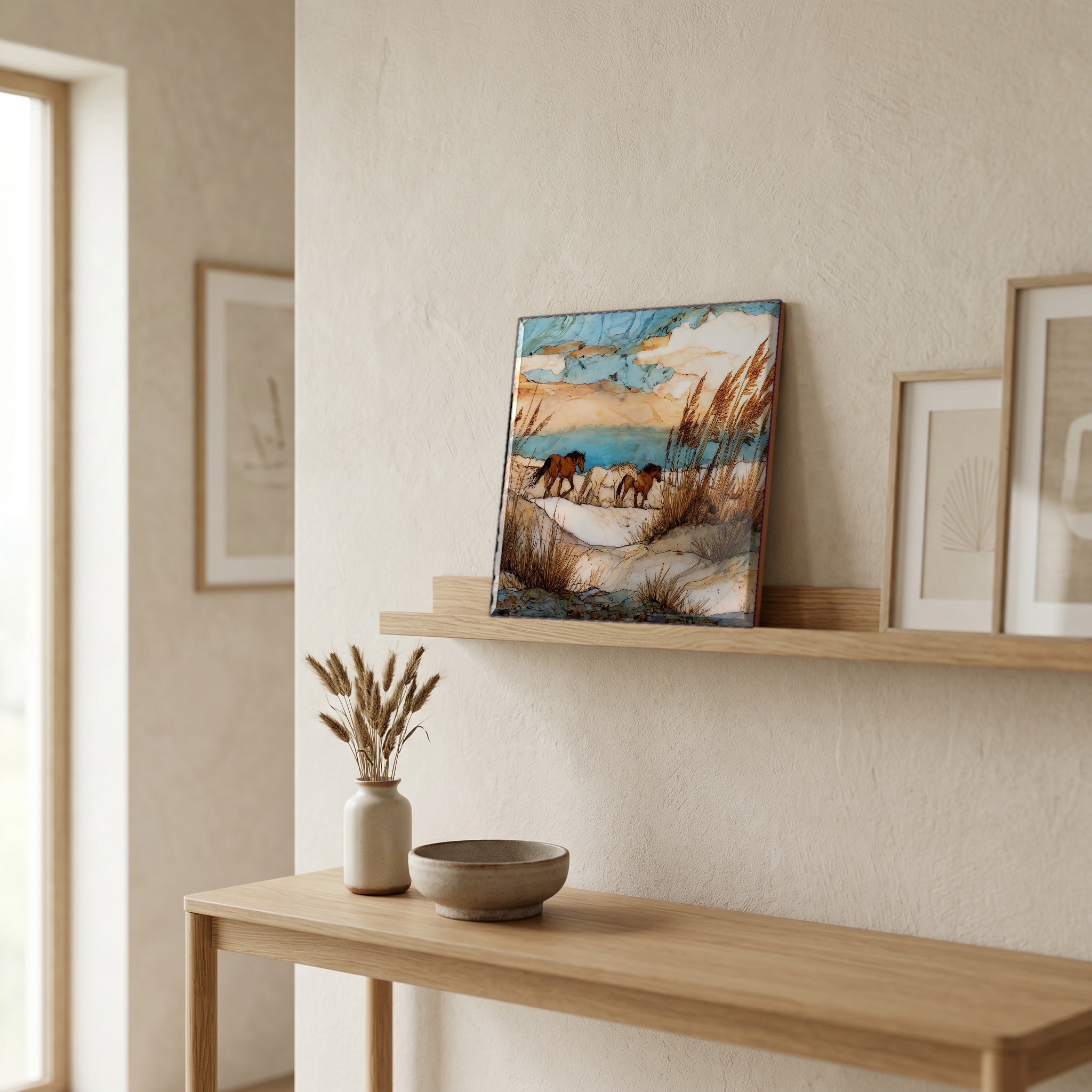 In the entryway, first thing you see.